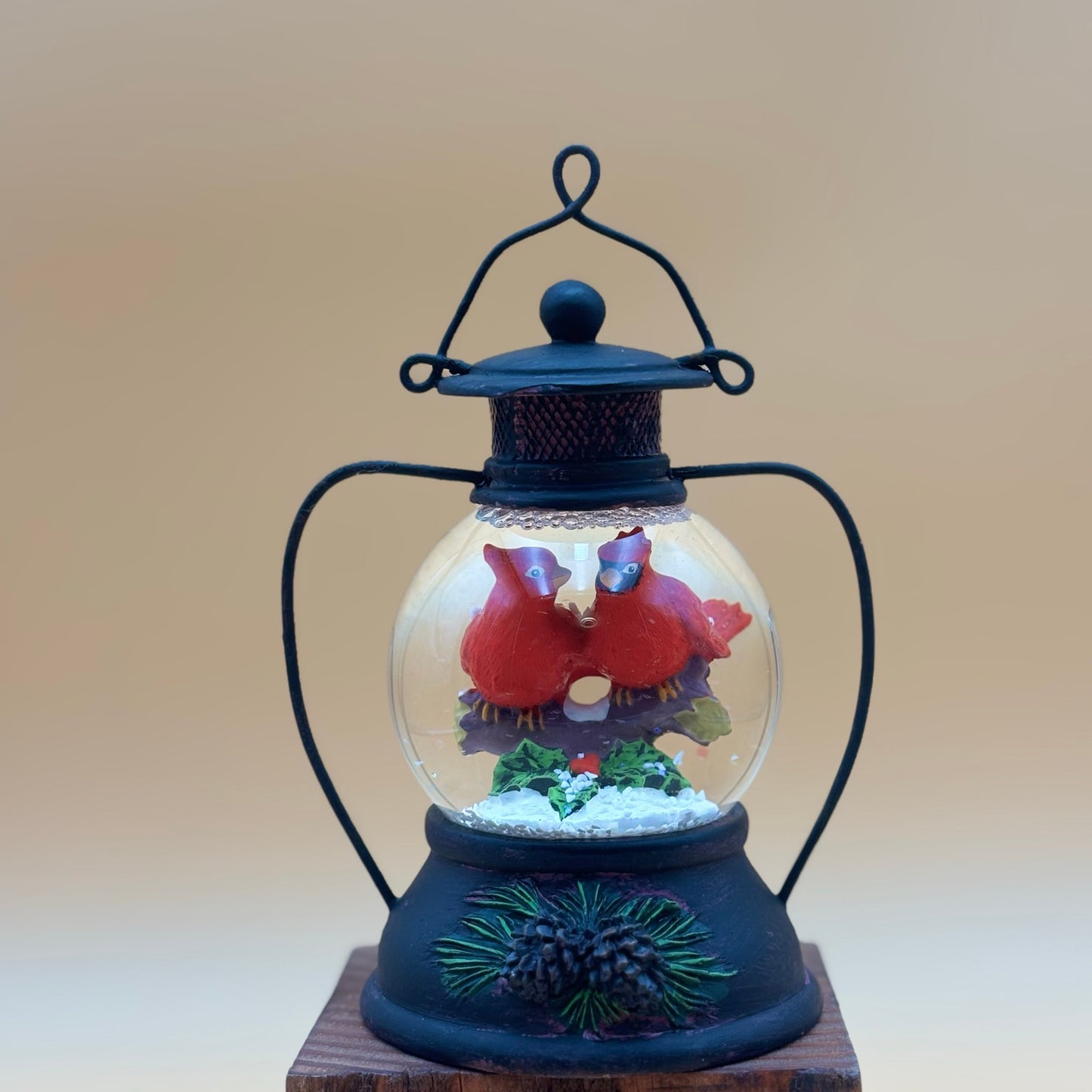 Cardinal Christmas Small Lantern Globe Figurine