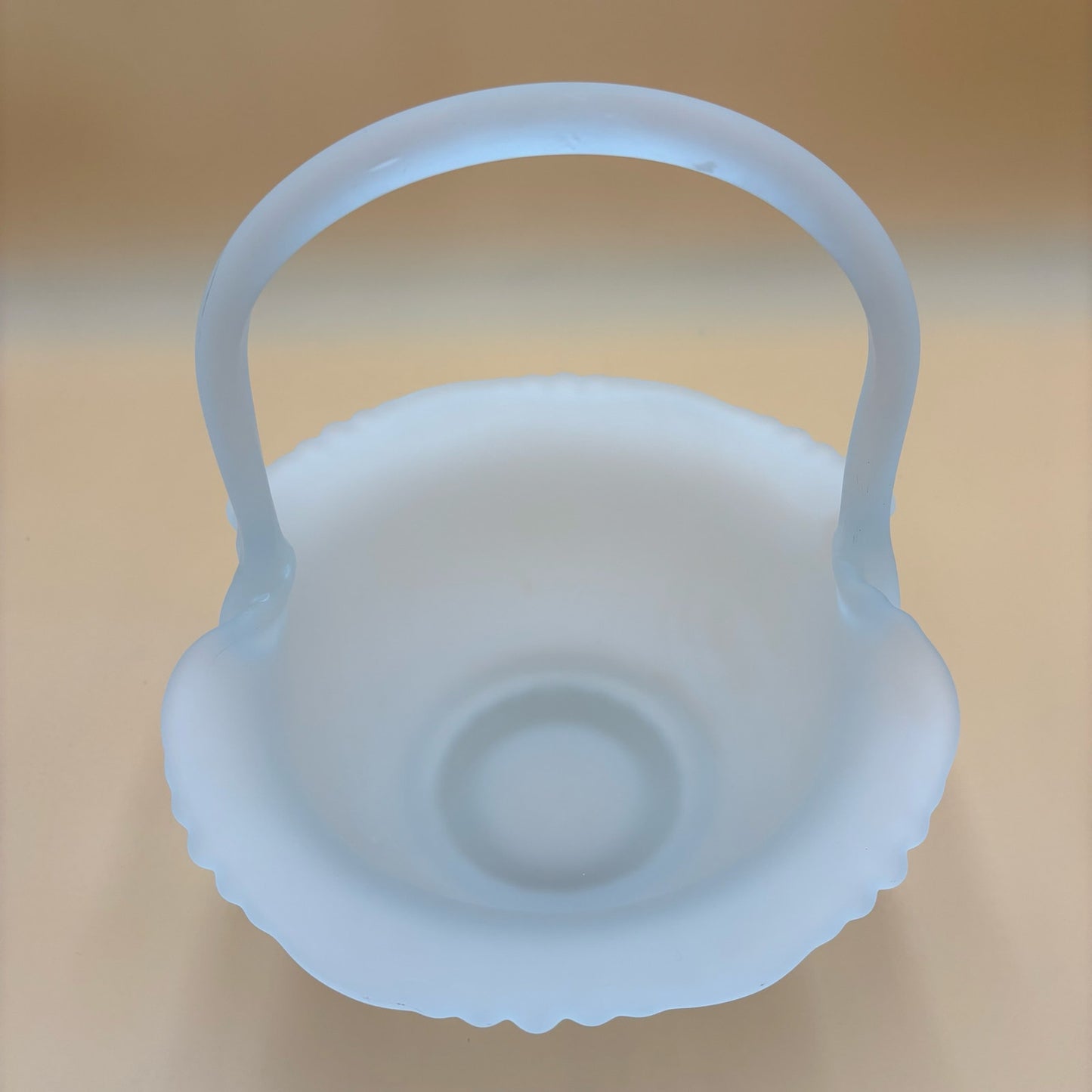 Vintage Frosted Satin Glass Basket - DB Maker Mark 11.5"