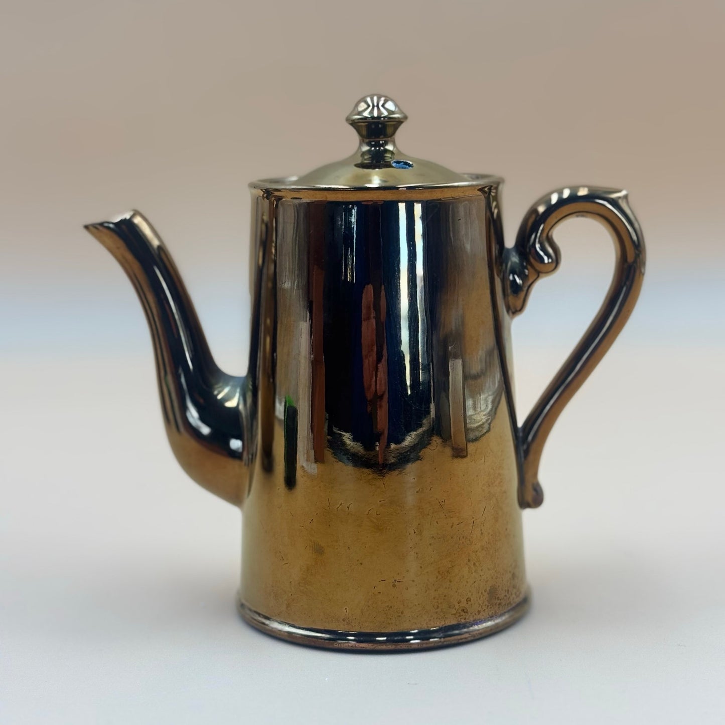 Gibson & Sons England Copper Lusterware Teapot & Coffee Pot Set – Smooth Finish