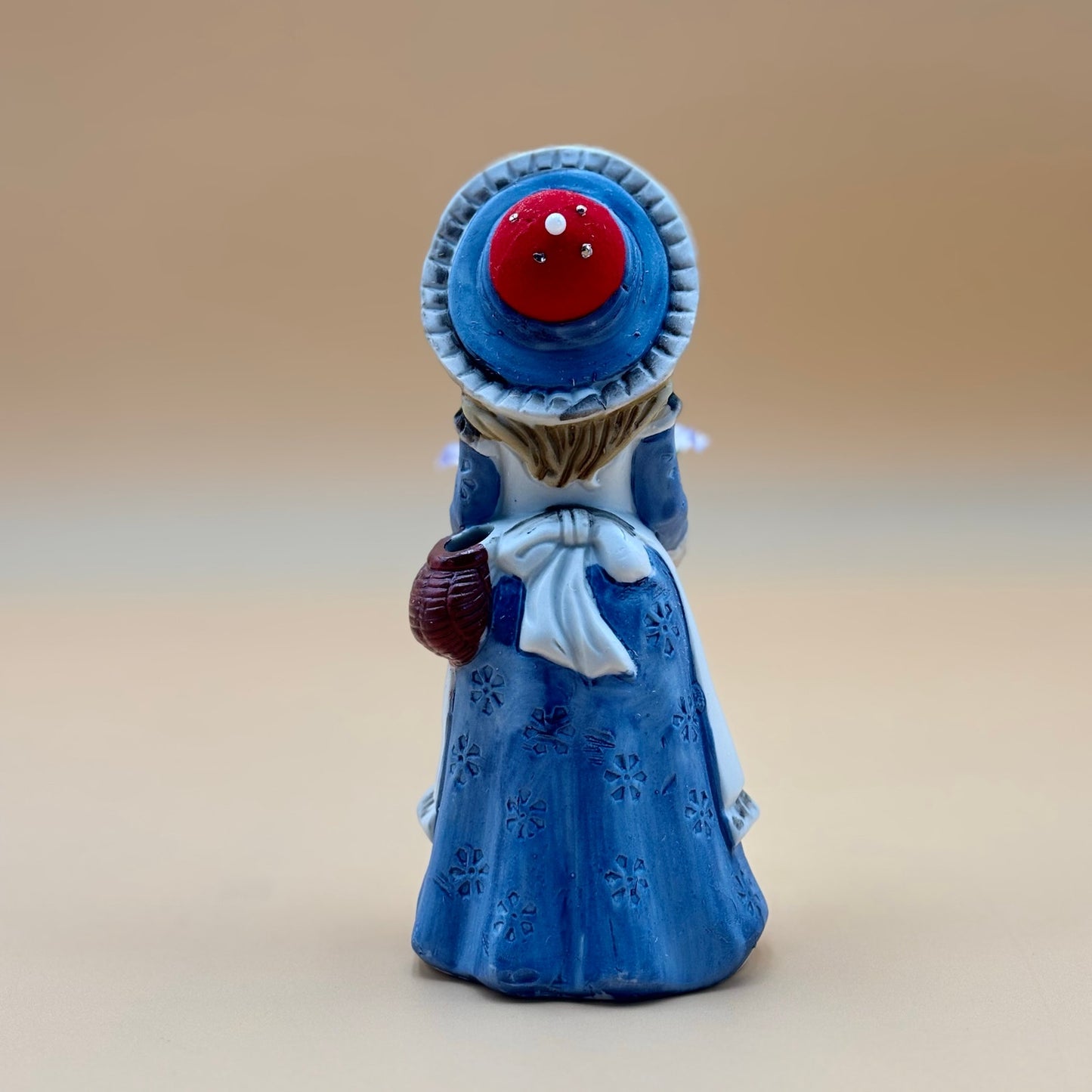 Porcelain Vintage Sewing Girl Figurine with Thread and Pin Cushion Hat