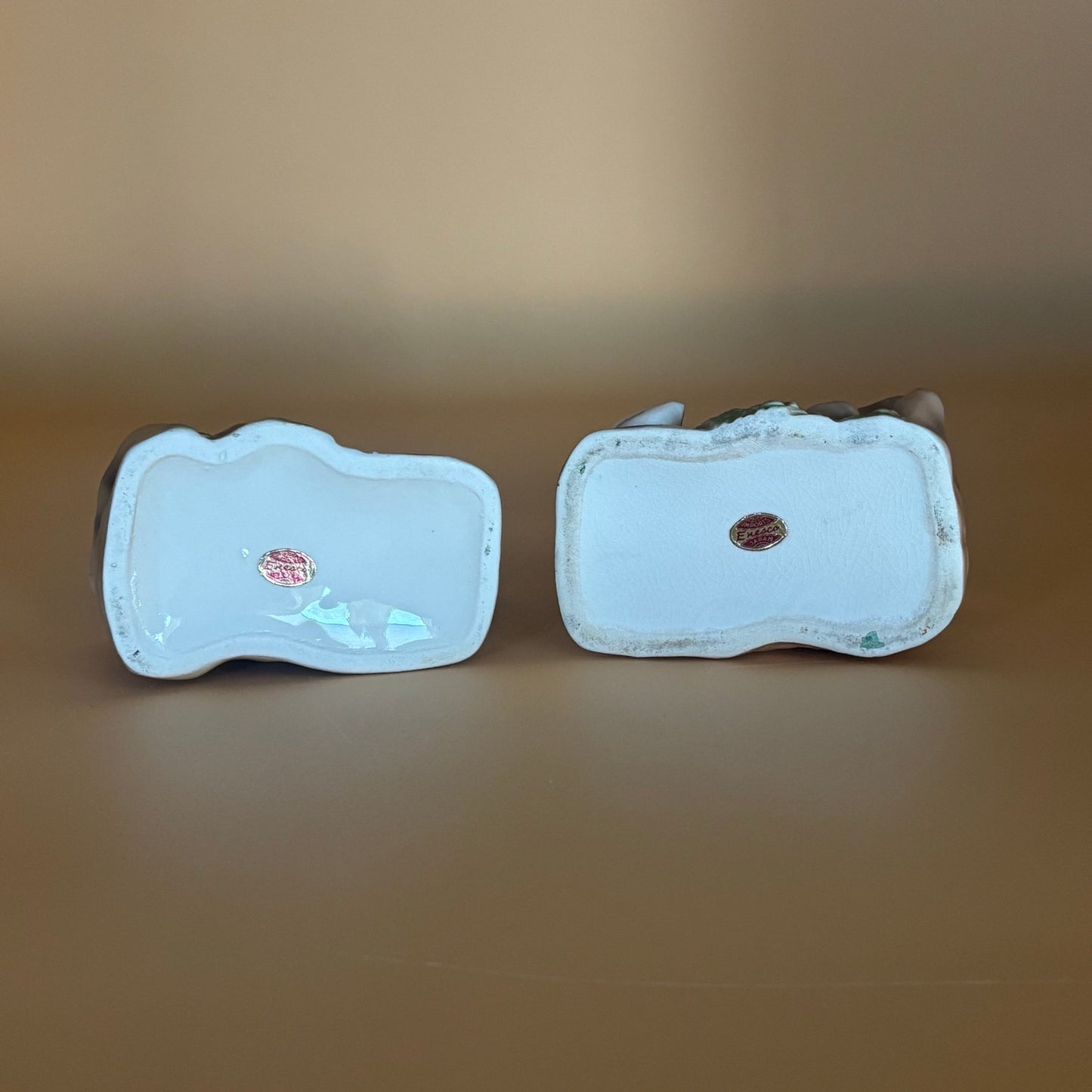 Enesco Figurine Vintage Planters – Boy with Violin & Girl with Basket – Set of 2