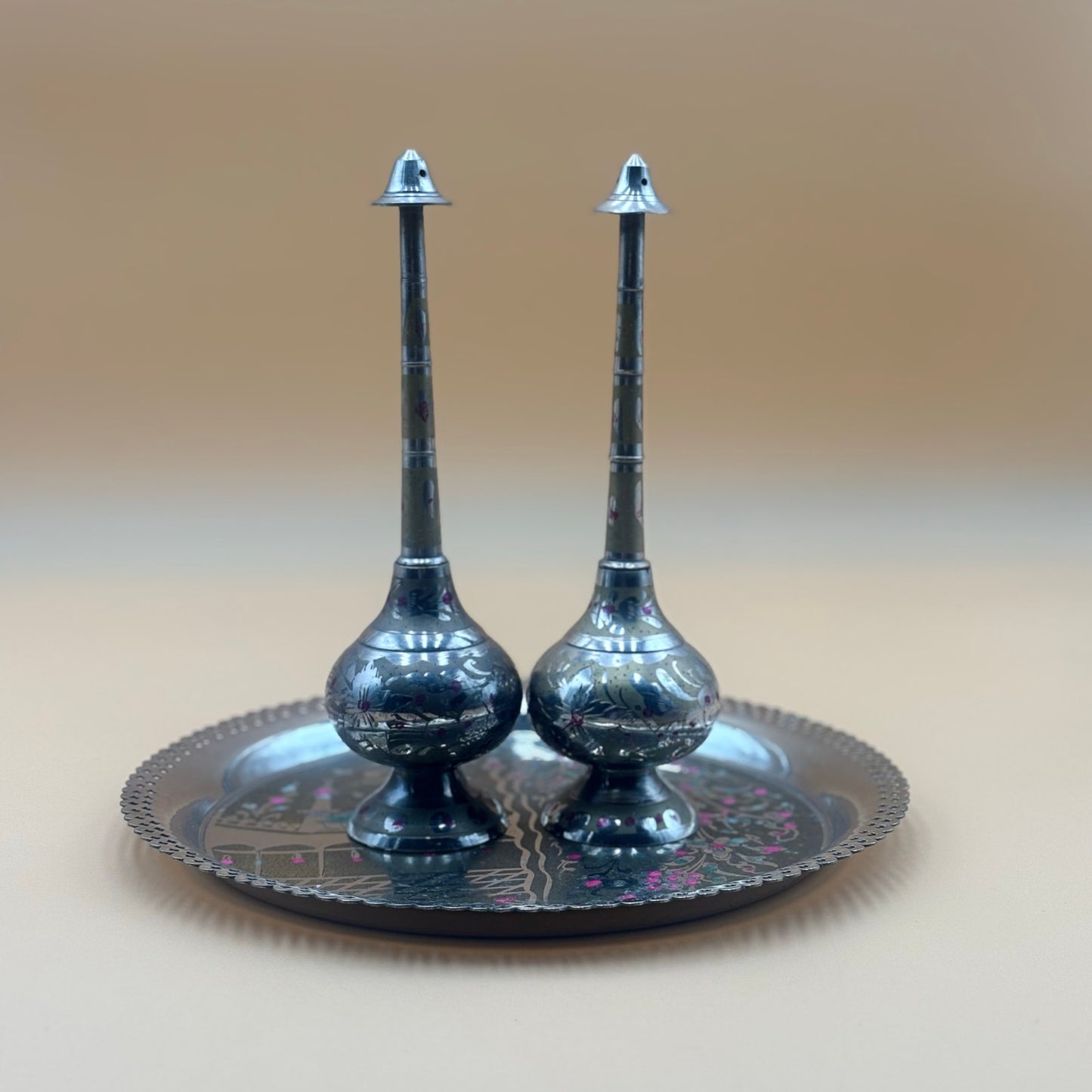 India Hand-Painted Holy Water Three-Piece Set