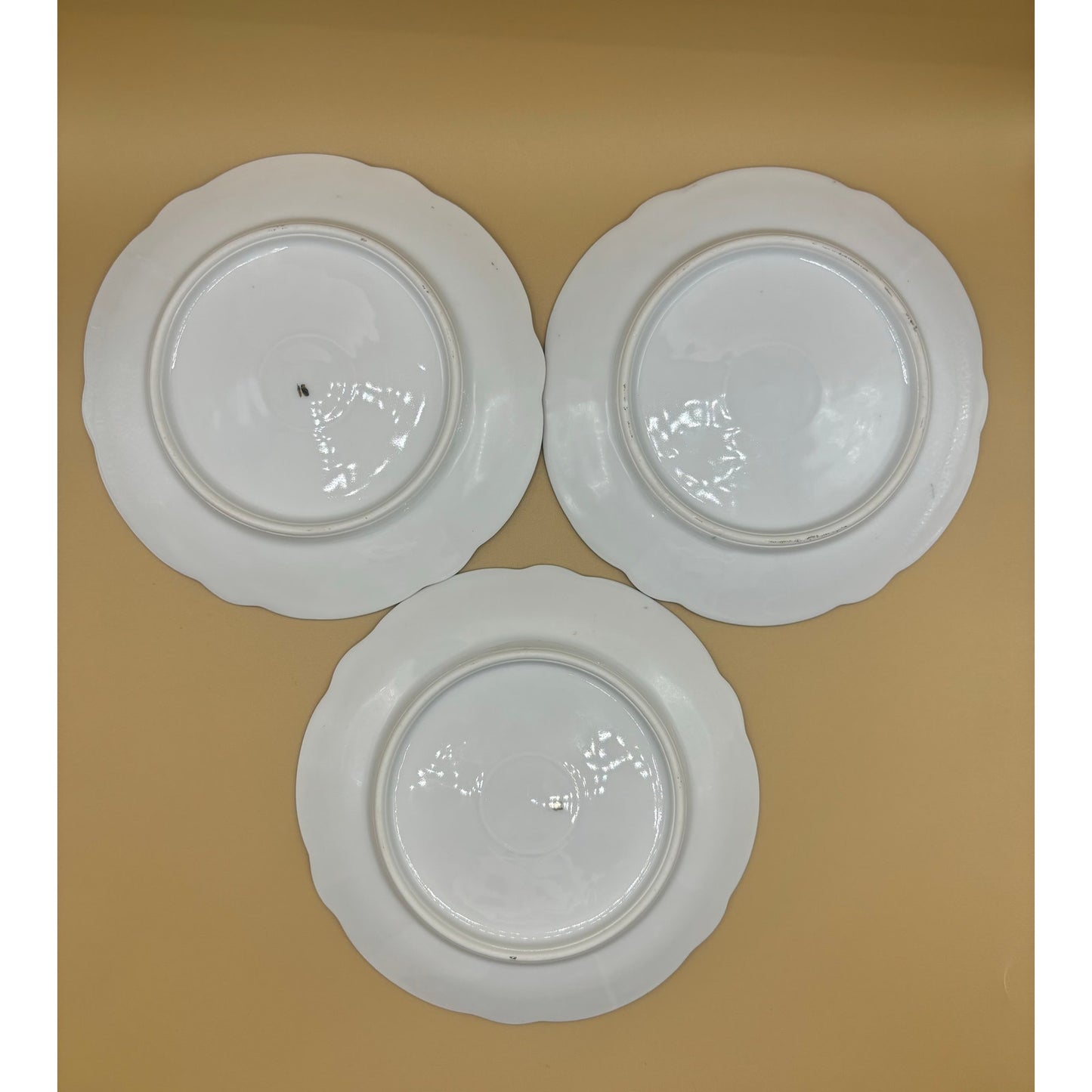 Lot of 3 VTG Green Plates with Pink and White Roses 6"