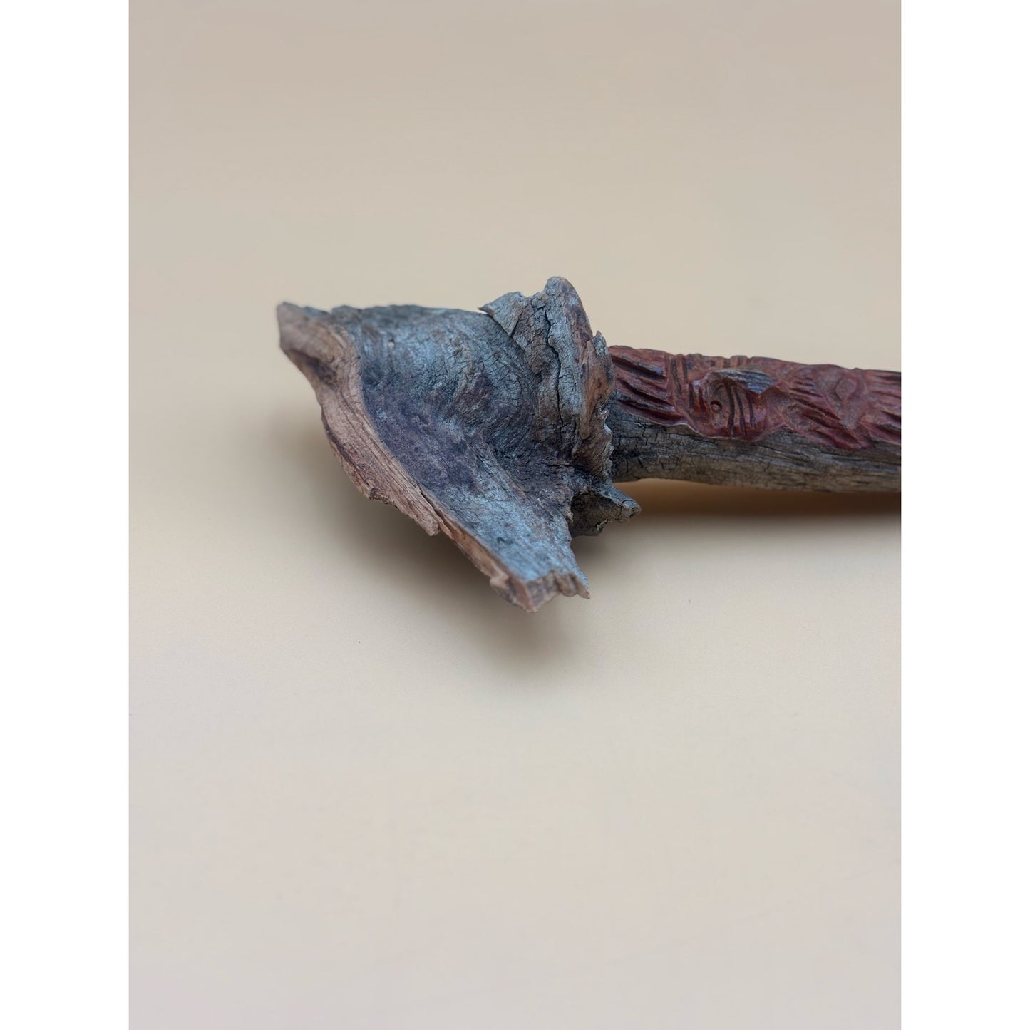 Hand-Carved Driftwood Tree Spirit Carving Face Art Sculpture