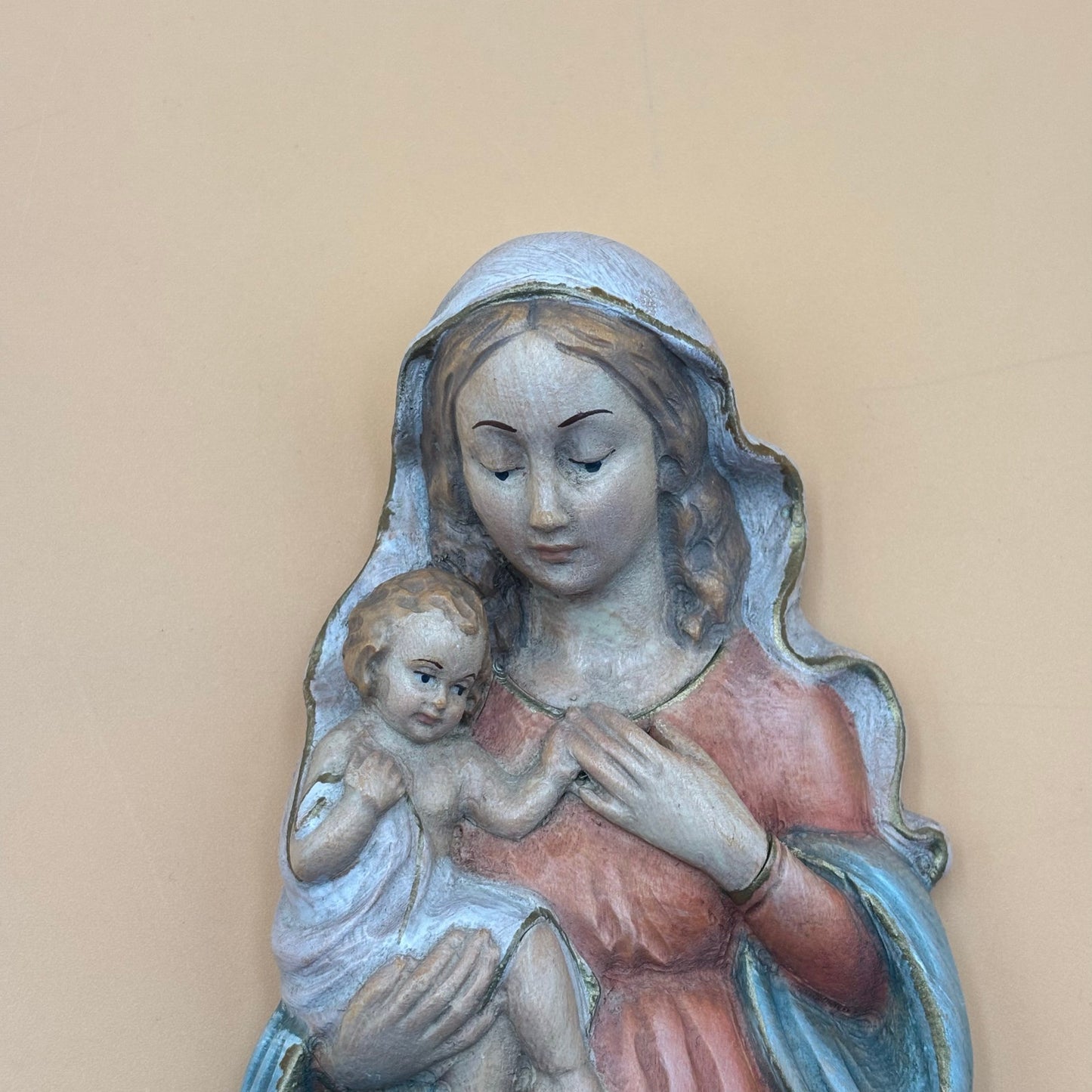 W. u. M. Heinzelier Wood Carved Madonna and Child — Oberammergau Germany