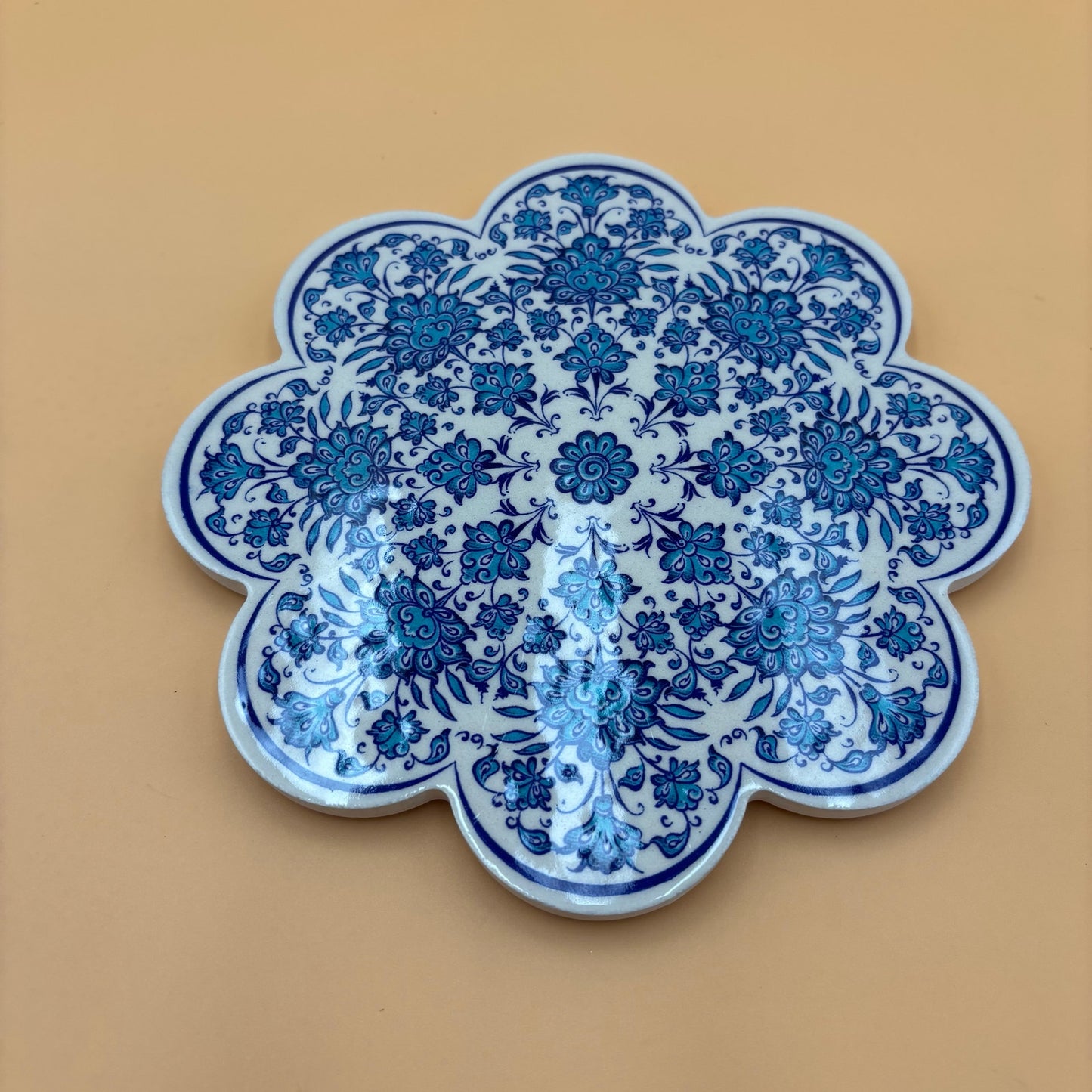 Istanbul Street Bazaar Iznik Turkish Ceramic Trivet – 7.25” Floral Tile