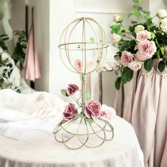 VTG Twisted Tole Victorian Hat Rack with Floral Base - 18 Inches Tall