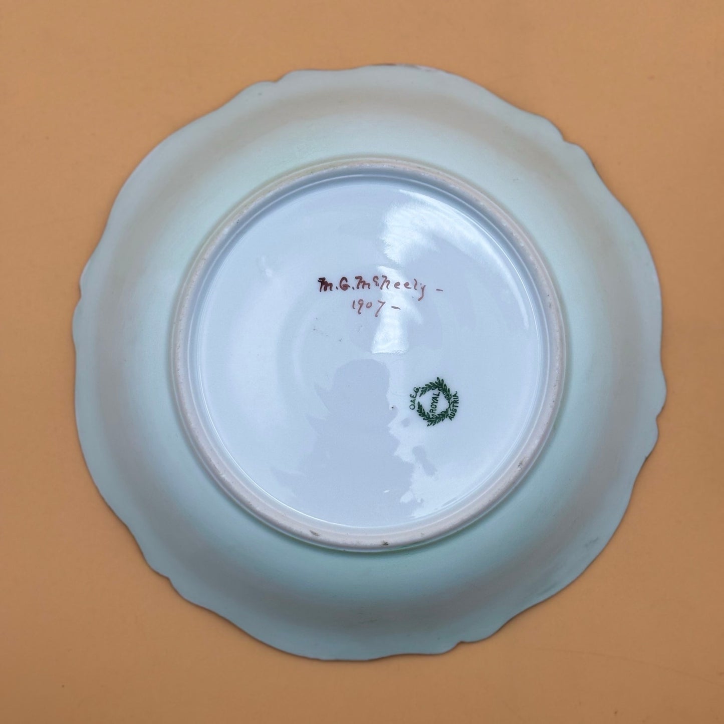 Antique 1907 O.&E.G. Royal Austria Hand-Painted Floral Plate – Signed McNeely