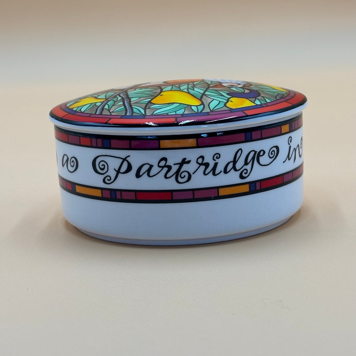 Vintage Mikasa "Pear Tree" Lidded Ceramic Box by Dan Scannell 1980s-90s