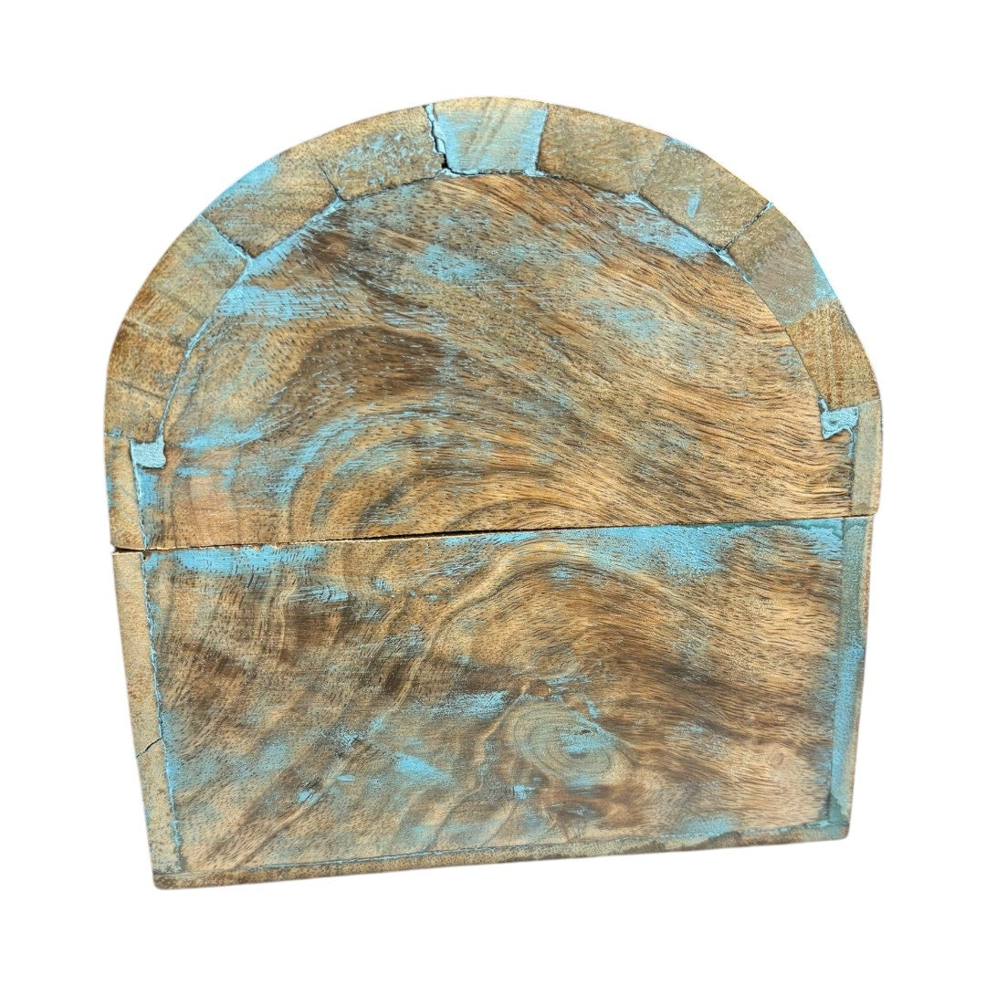 Handmade Blue Wash Wood Storage Box