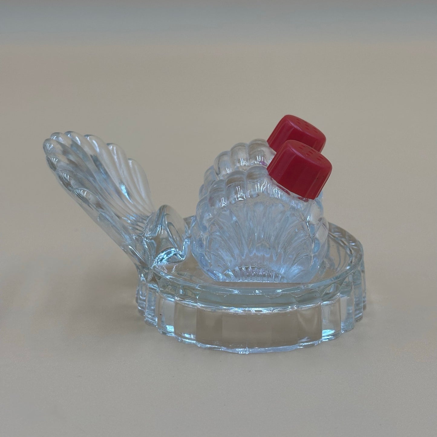 Vintage Pressed Glass Seashell Salt and Pepper Shakers Set