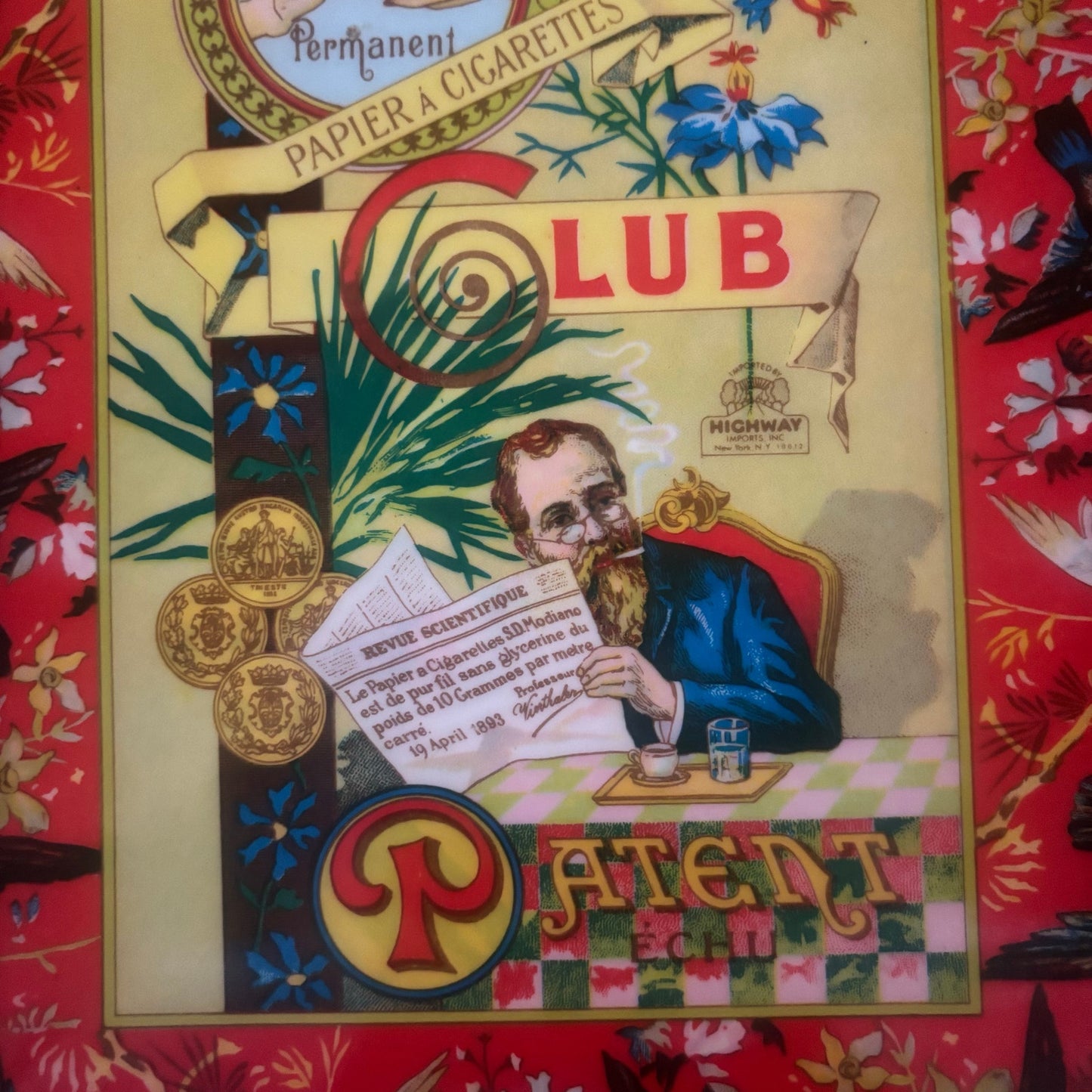 1970's Club Modiano “Patent ECHU” Tray – 13” x 9” Graphic Cigarette Design