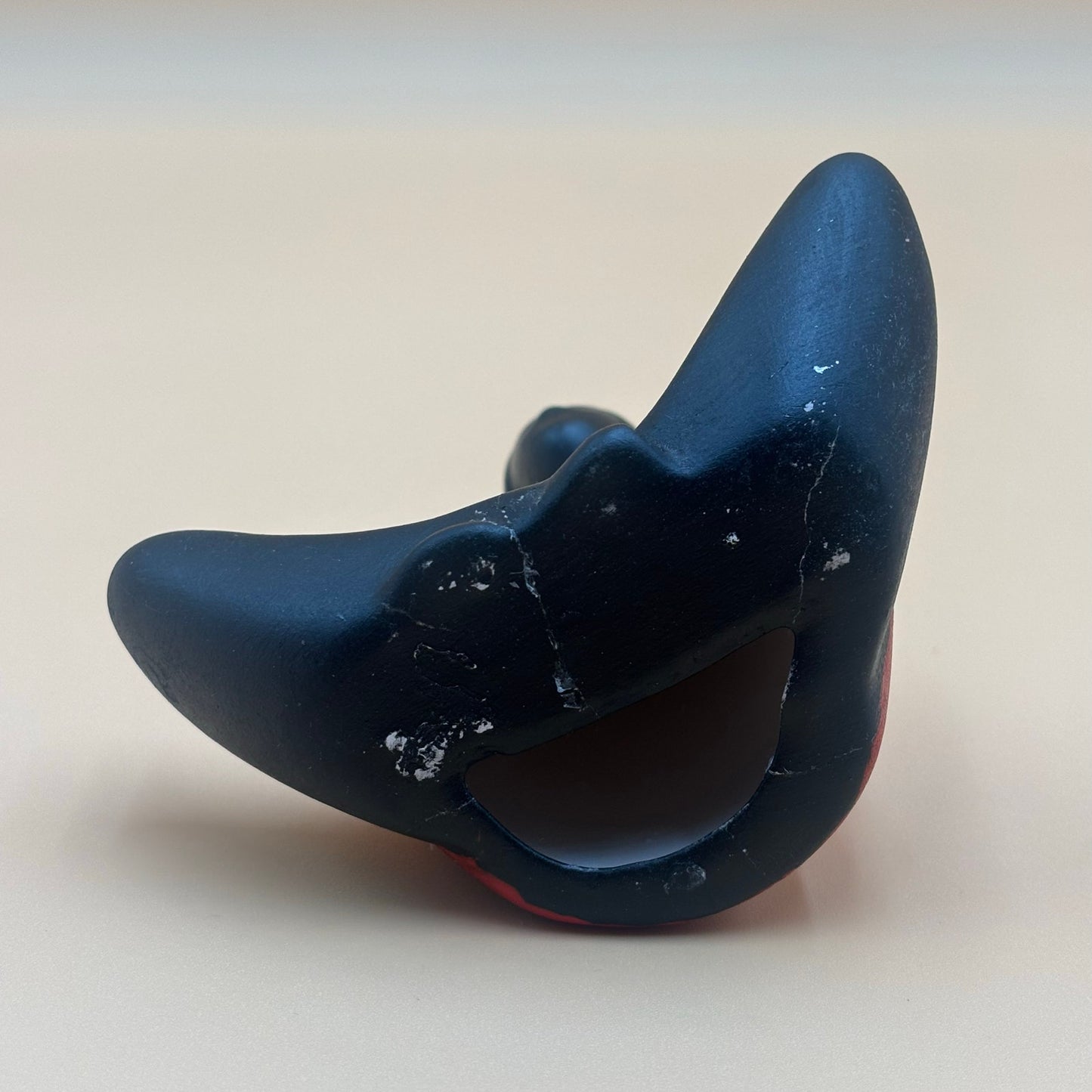 Modern Ceramic Figurine Native American Woman Lotus Pose - Black and Red