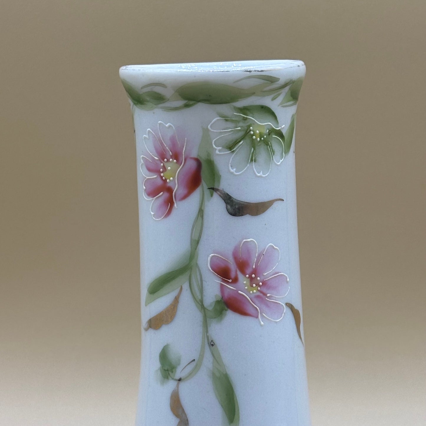 Vintage Hand-Painted Hat Pin Holder - Pink Florals with Gold Accents