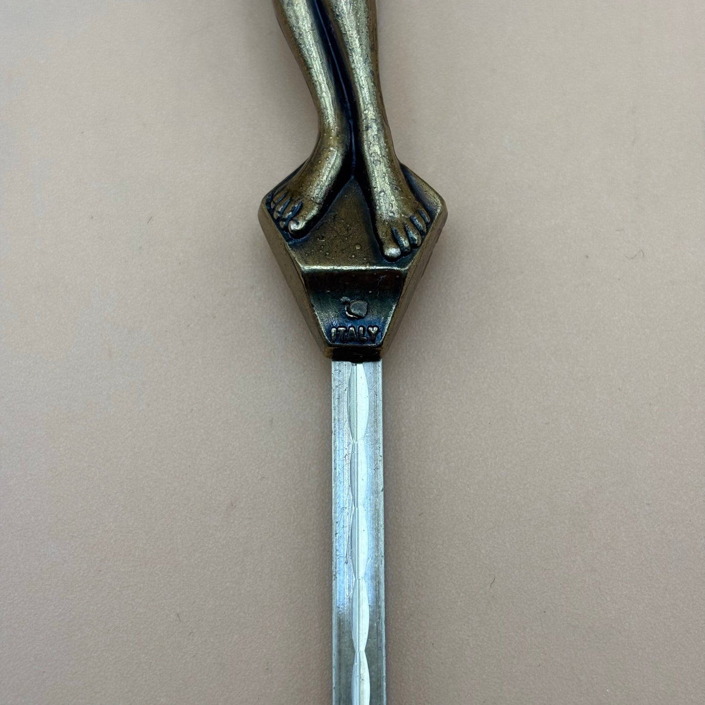 Vintage Italian Etched Gold-Tone INRI Crucifix Wall Cross