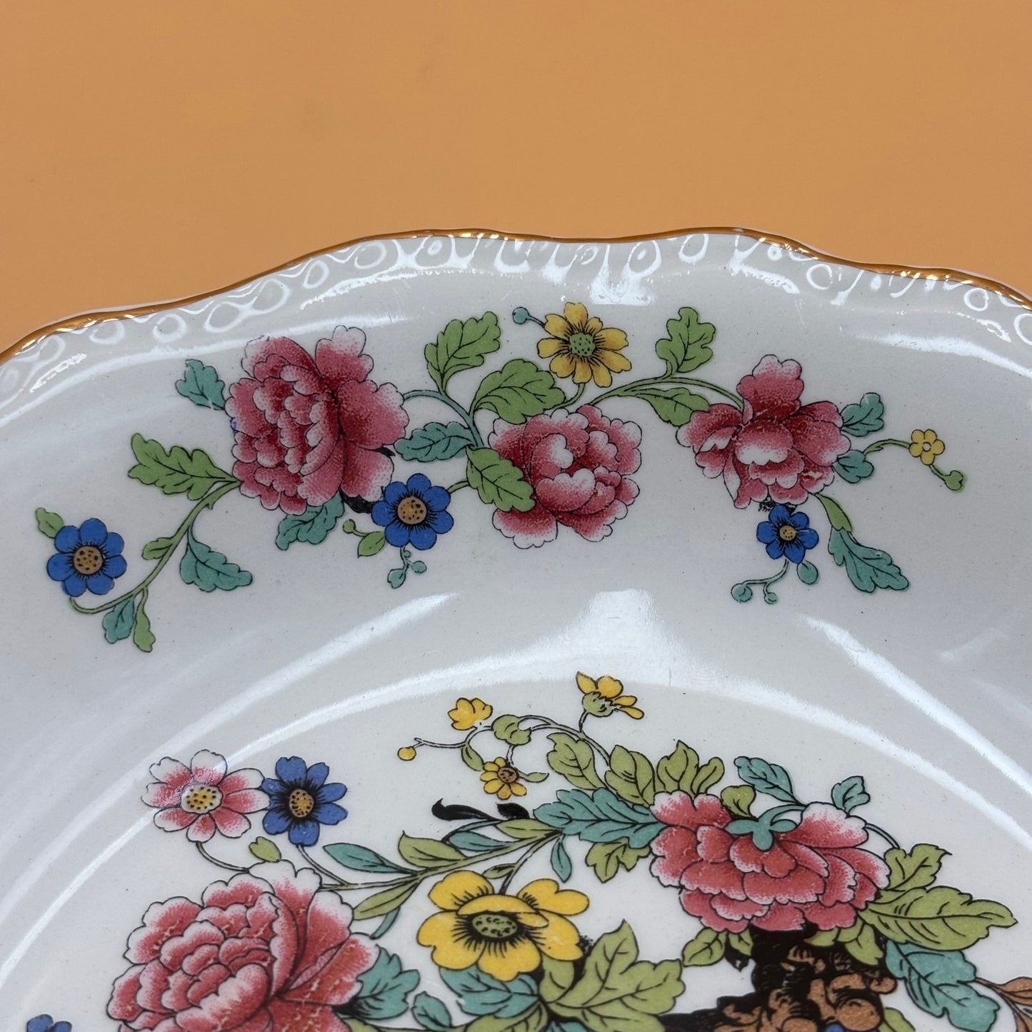 Steubenville Indian Vintage Tree Bowl — Floral with Gold Trim