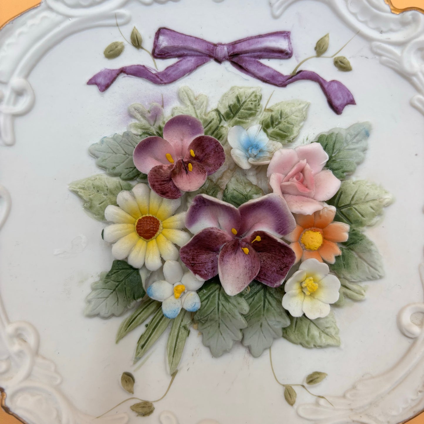 Set of 2 Vintage Lefton China Floral Wall Plaques – Hand Painted – KW4743