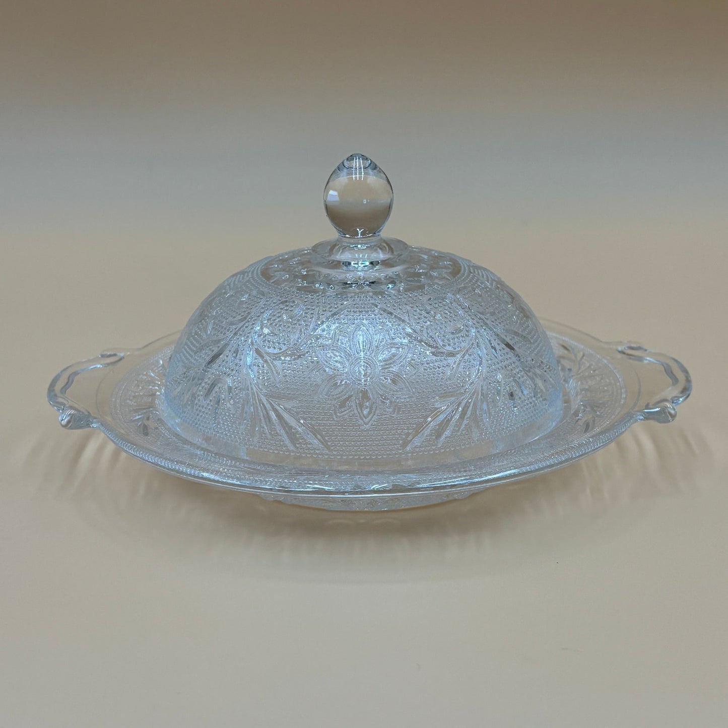 Vintage Anchor Hocking Crystal Sandwich Butter Dish