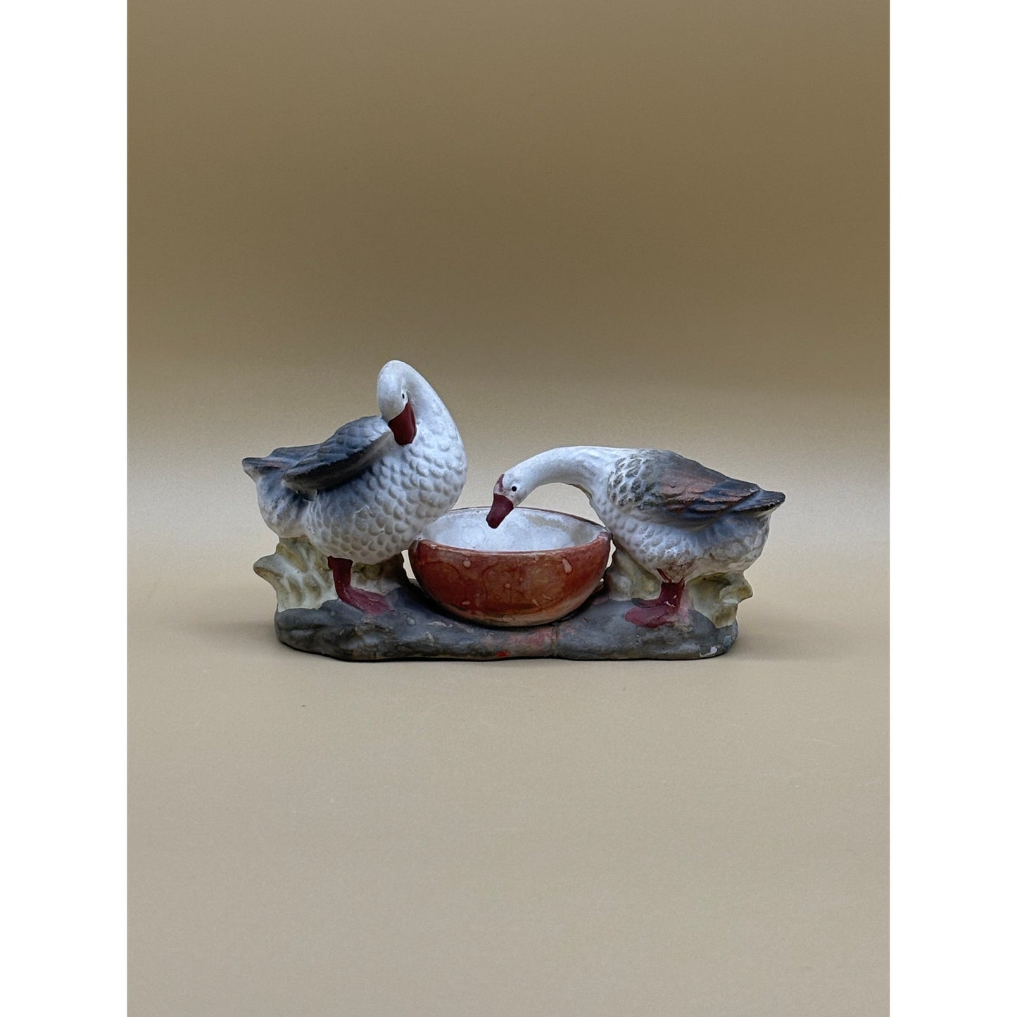 Vintage Japanese Geese Drinking Bowl Figurine