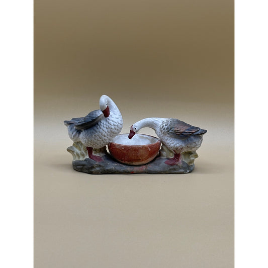 Vintage Japanese Geese Drinking Bowl Figurine