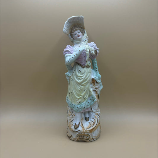 VTG Victorian Lady Figurine with Pastel Eyelet Dress