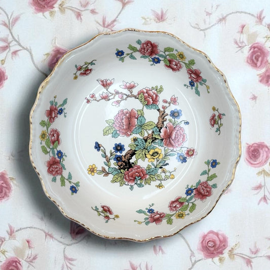 Steubenville Indian Vintage Tree Bowl — Floral with Gold Trim