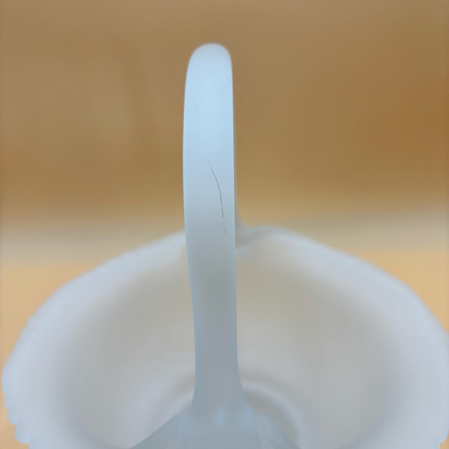 Vintage Frosted Satin Glass Basket - DB Maker Mark 11.5"