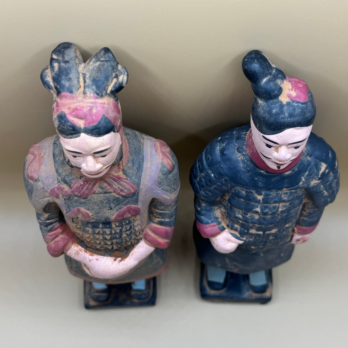 Vintage Chinese Terracotta Warrior Figurines - Set of 2