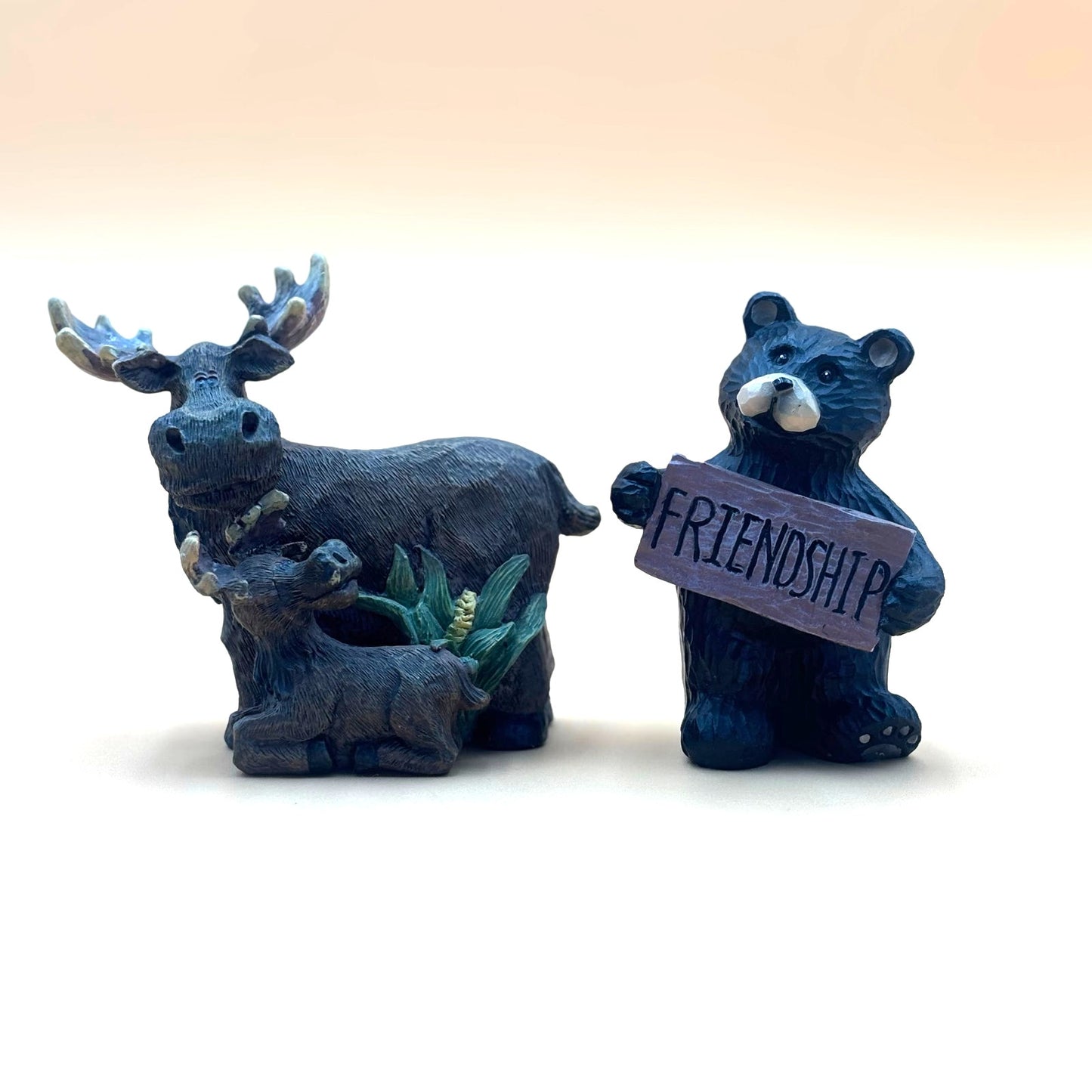 Bear and Moose Family Resin Figurines – Rustic Cabin Decor