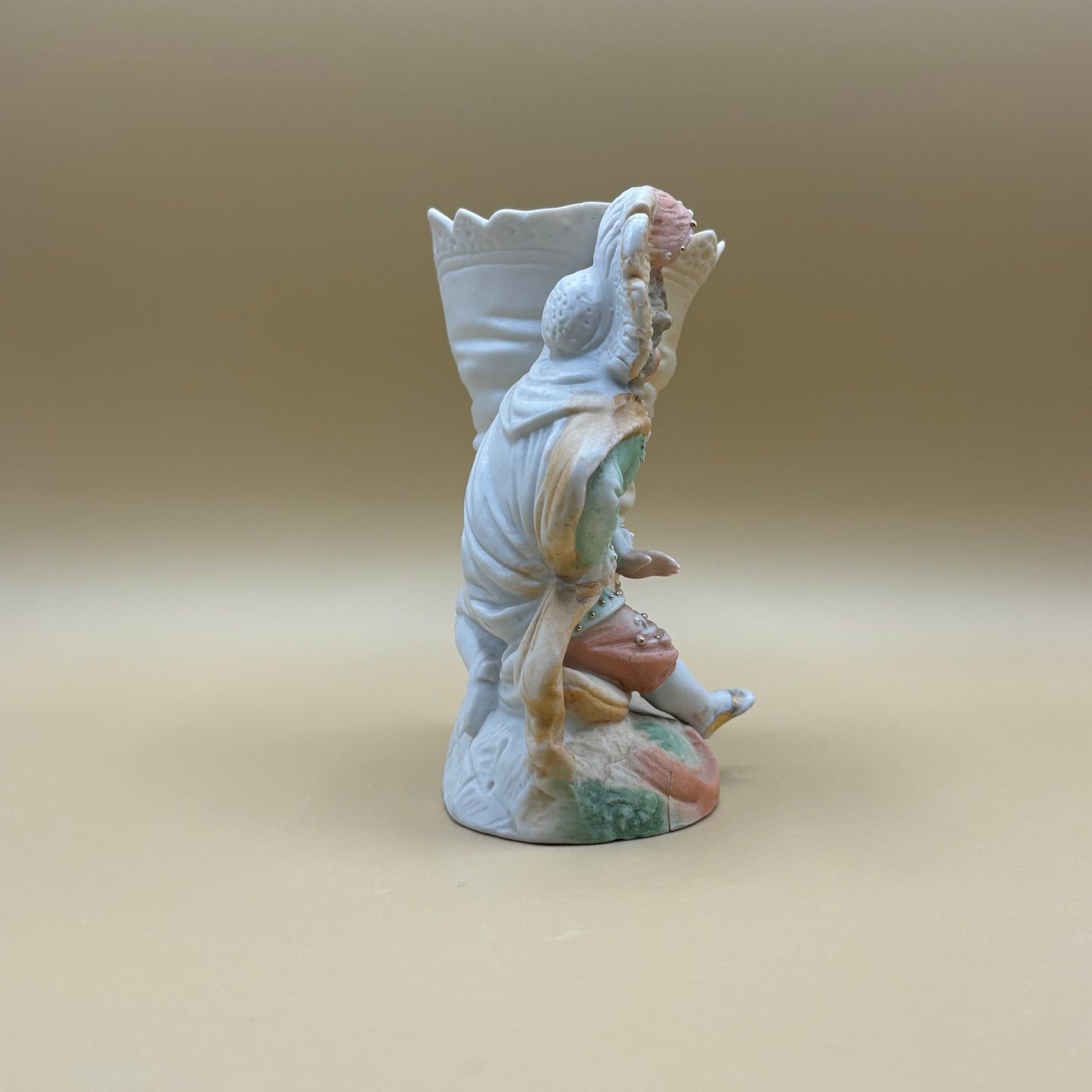 Vintage Victorian Boy & Girl Boot Planters - Porcelain Figurine Pair #3270