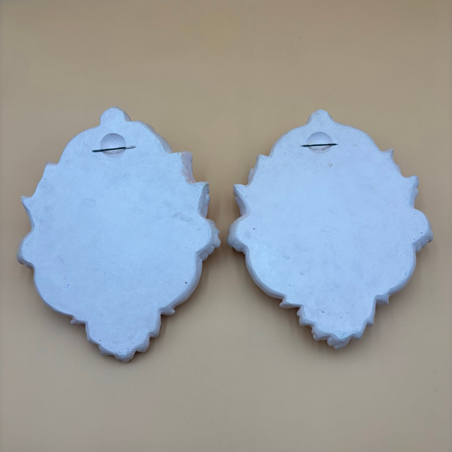 Pair of Alexander Backer Cherub Wall Plaques – Gilded Scrolls & Pastel Detail