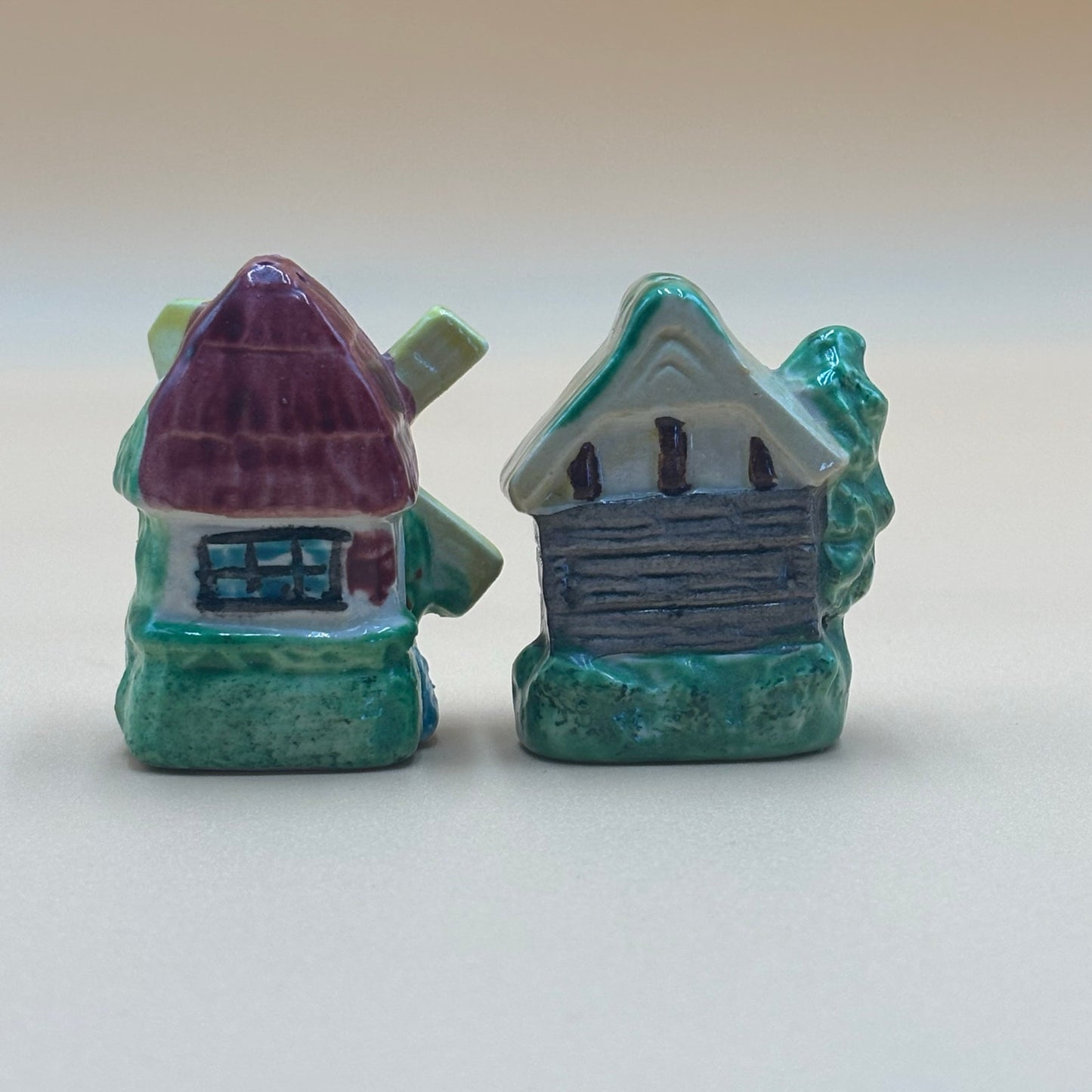 Vintage Hand Painted Royal Japan Miniature Windmill Salt & Pepper Set