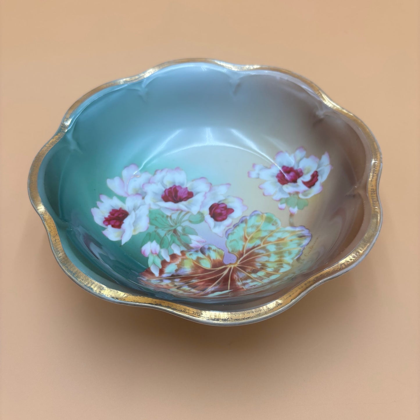 Antique Hand-Painted Porcelain Bowl Signed Caillaux – 8 3/8”