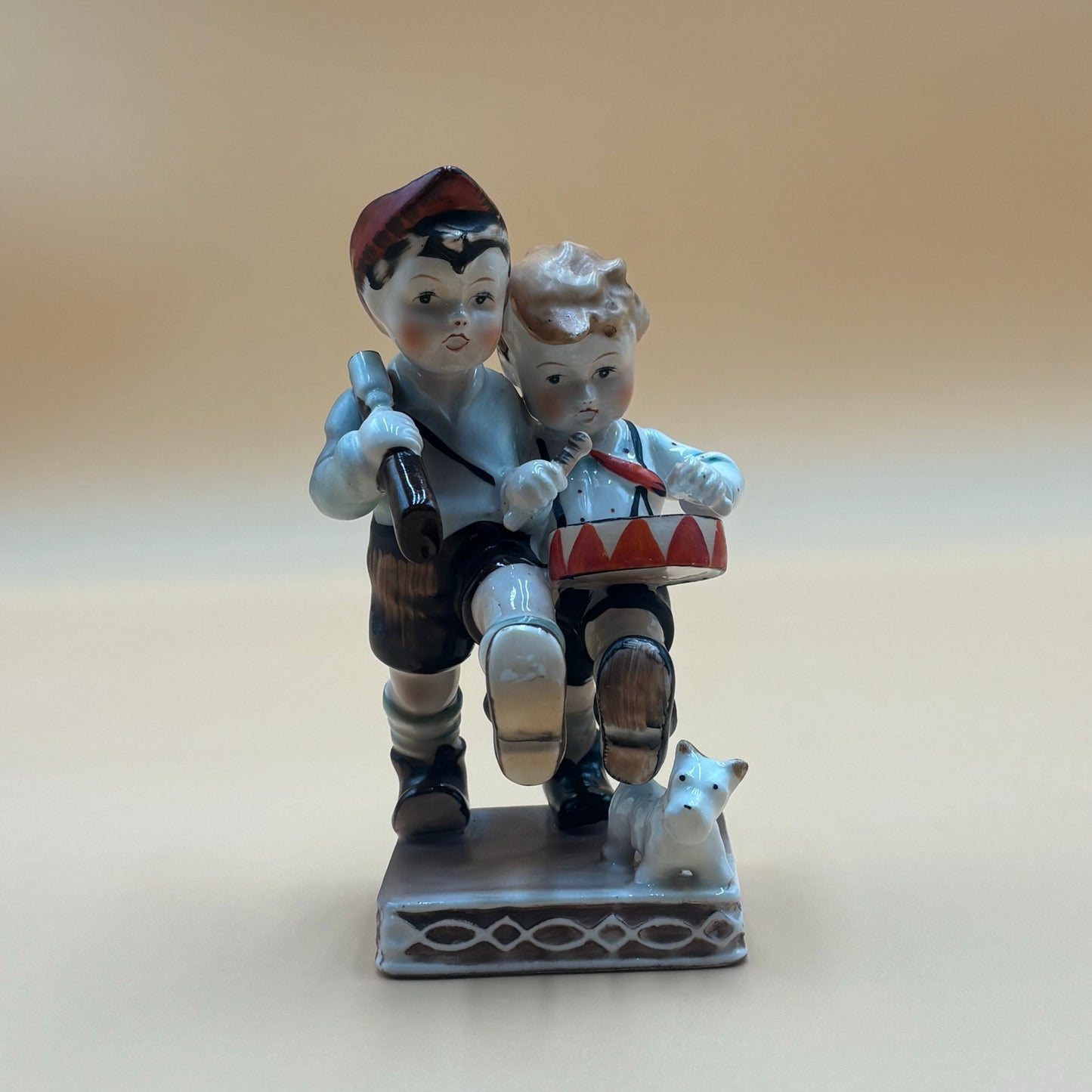 Vintage Occupied Japan Boys with Drum & Rifle Figurine 1950s