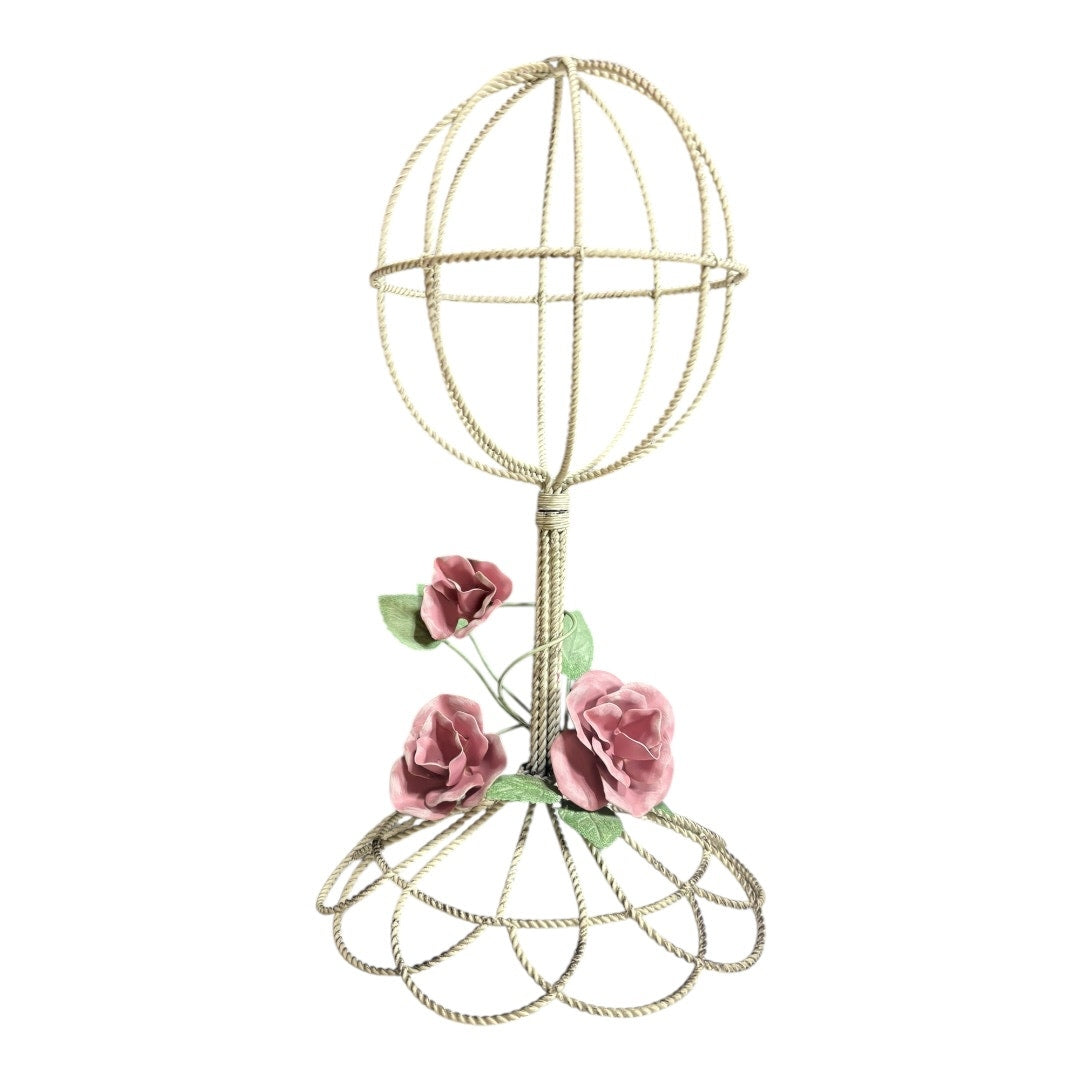 VTG Twisted Tole Victorian Hat Rack with Floral Base - 18 Inches Tall