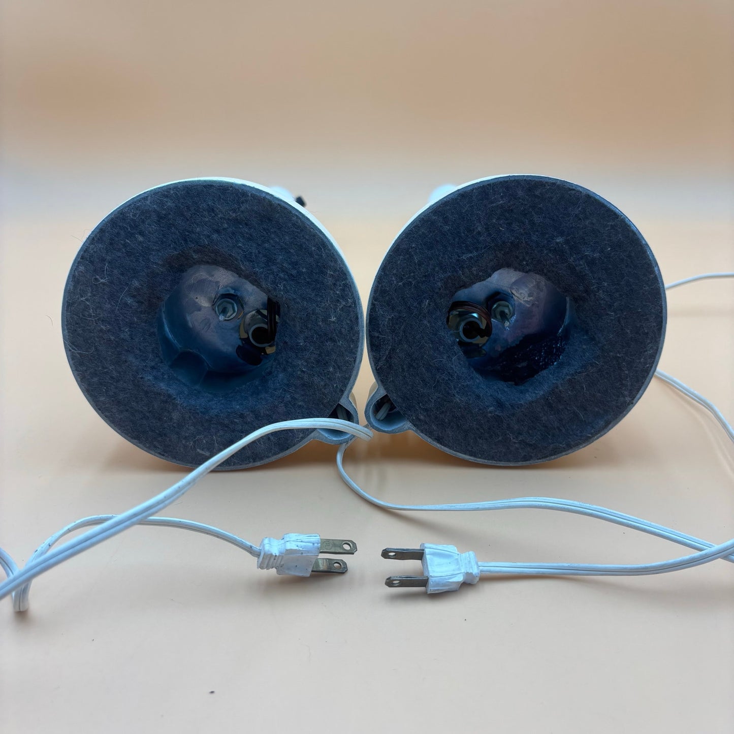 Pair of Vintage Porcelain Figural Lamps with Lighted Bases – Man & Woman with Cherry Blossoms – 17.5” Tall