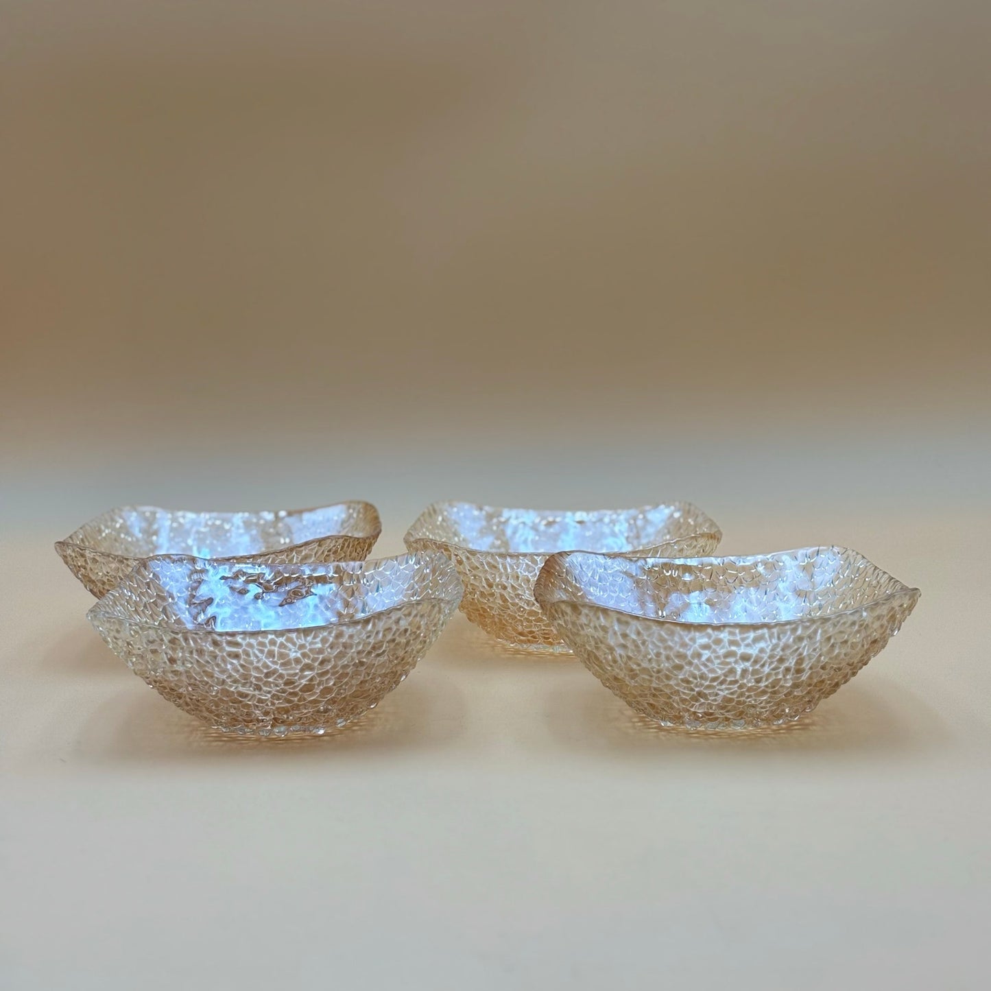 Textured Pebbled Salad Bowls Square Rounded Design