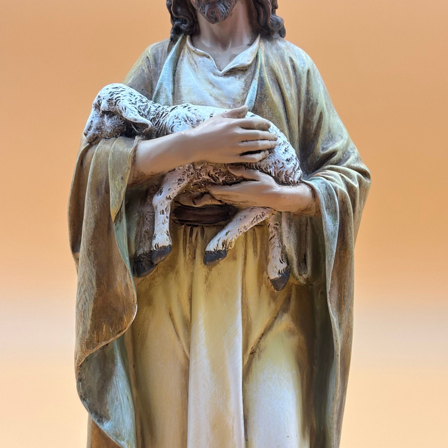 Jesus with Lamb Statue – “The Lord Is My Shepherd” 12"