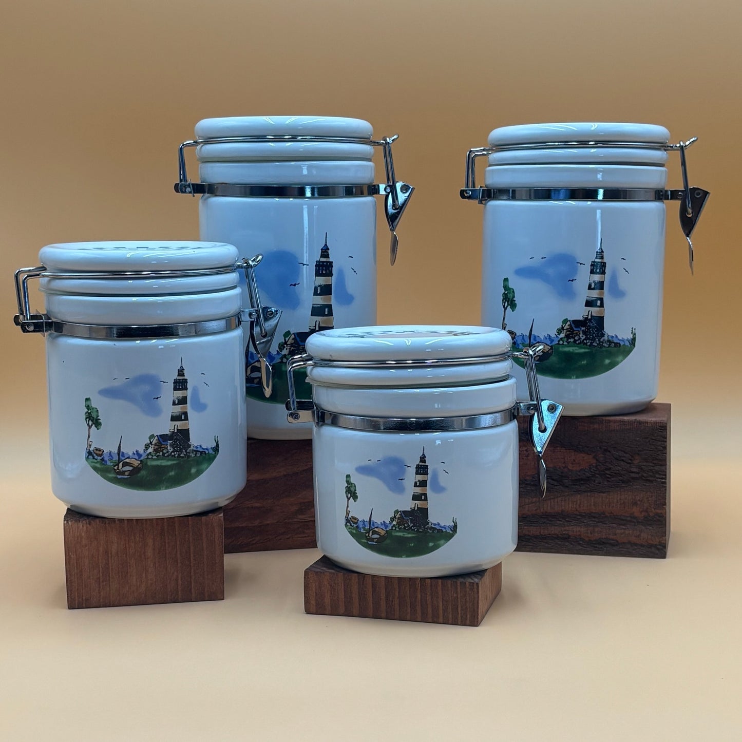 Vintage Alco Industries Lighthouse Canister Set - 4 Piece Kitchen Storage