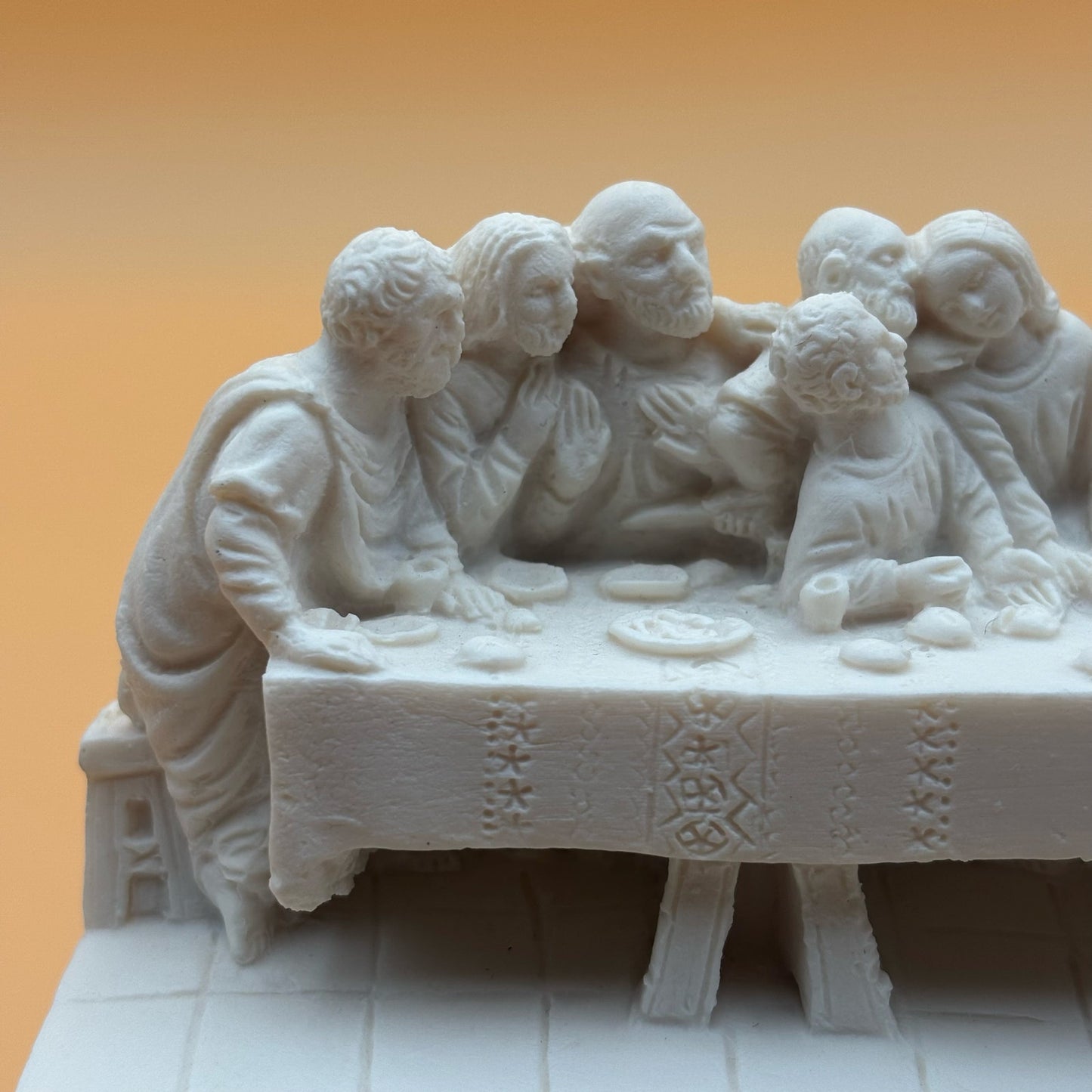 White Last Supper Sculpture Inspired by Leonardo da Vinci