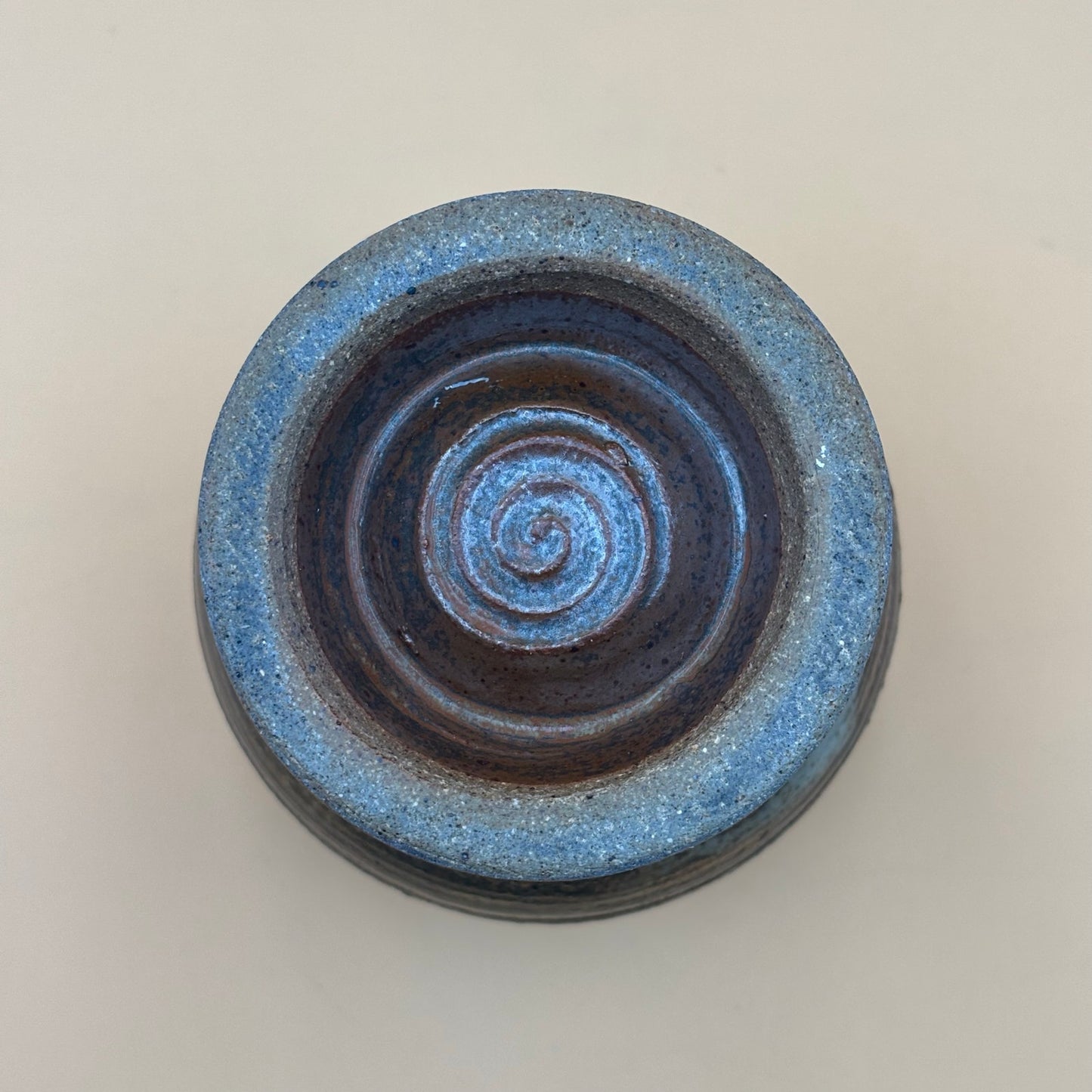 Studio Pottery Honey Jar with Dipper — Olive Green Earth Tone Glaze