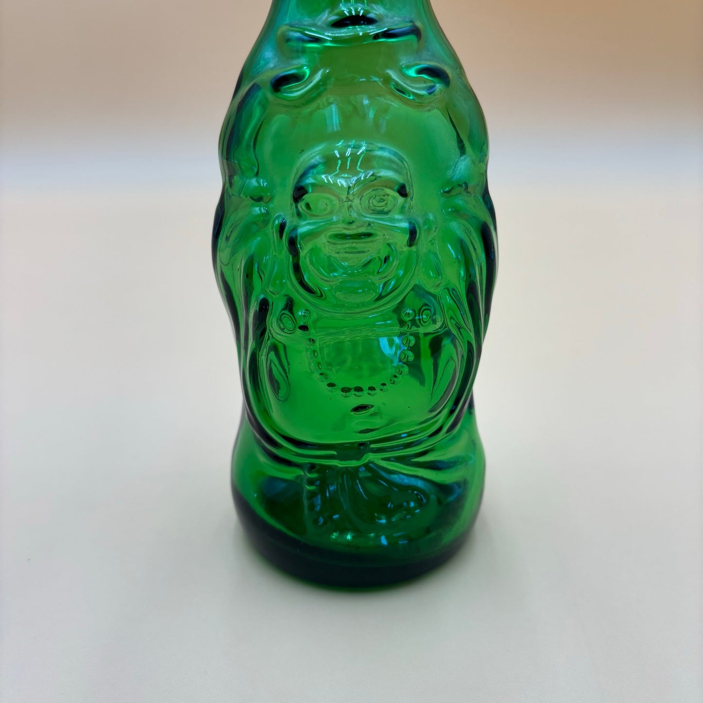 Vintage Lucky Buddha Beer Bottle – Embossed Green Glass Collectible