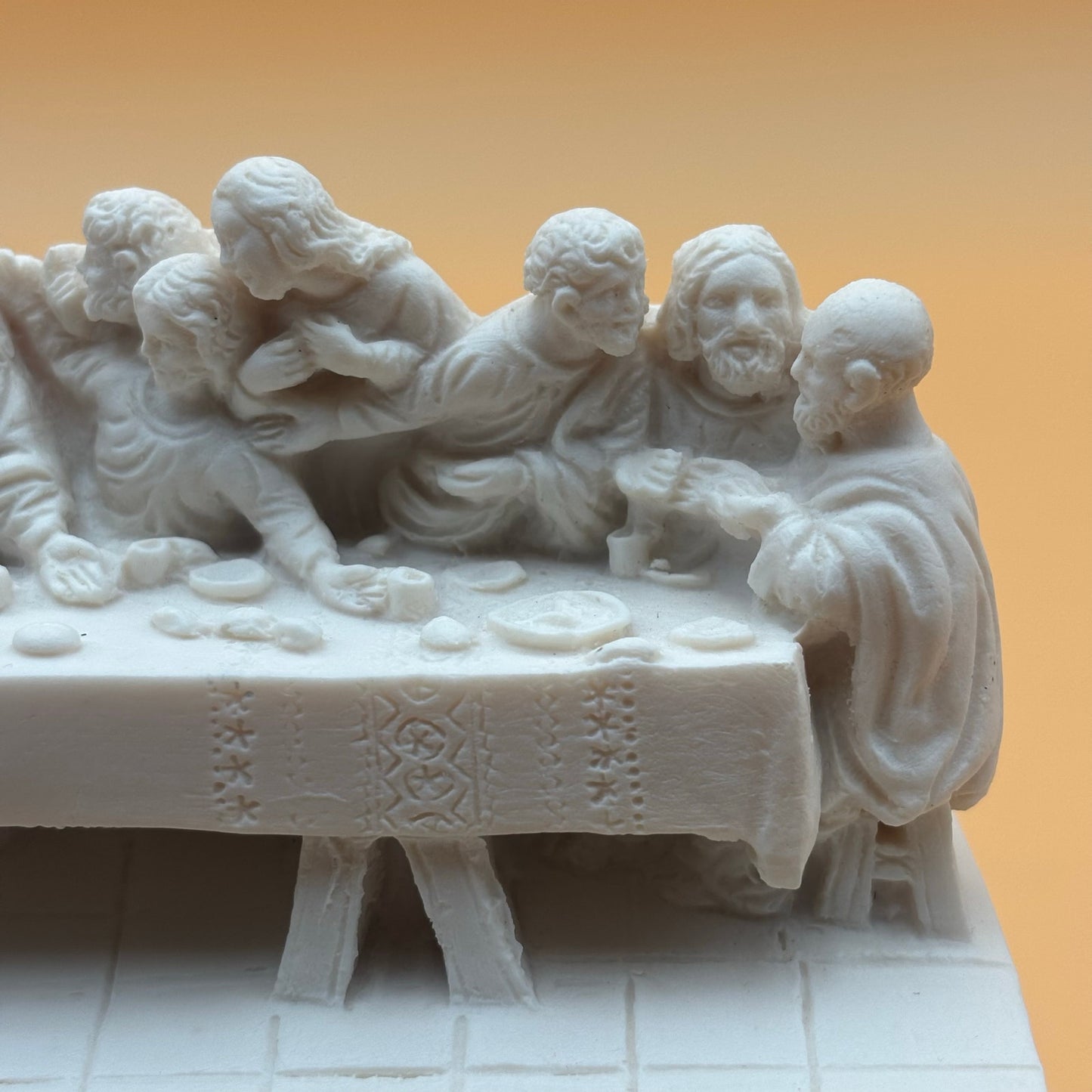 White Last Supper Sculpture Inspired by Leonardo da Vinci