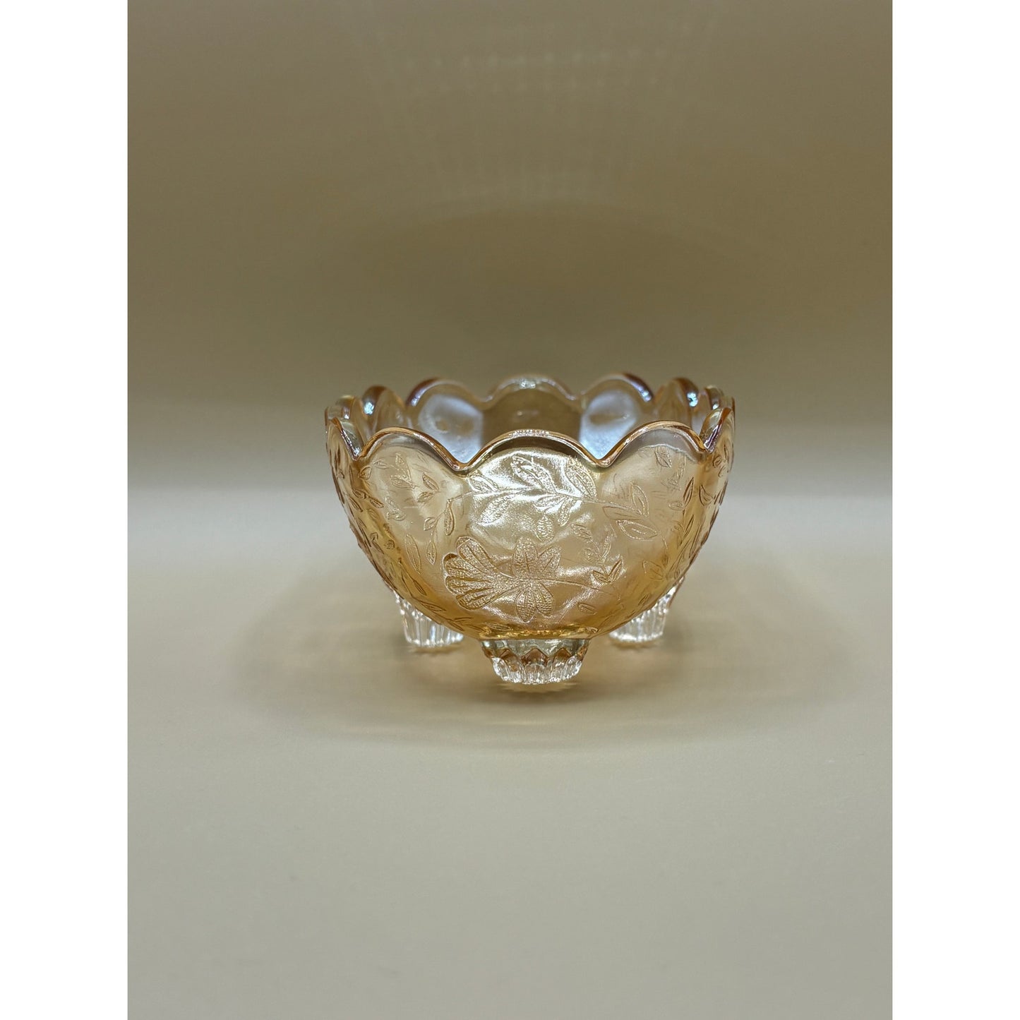Iridescent Louisa Pattern Candy Dish - Beautiful Decorative Bowl Peach Yellow and Gold