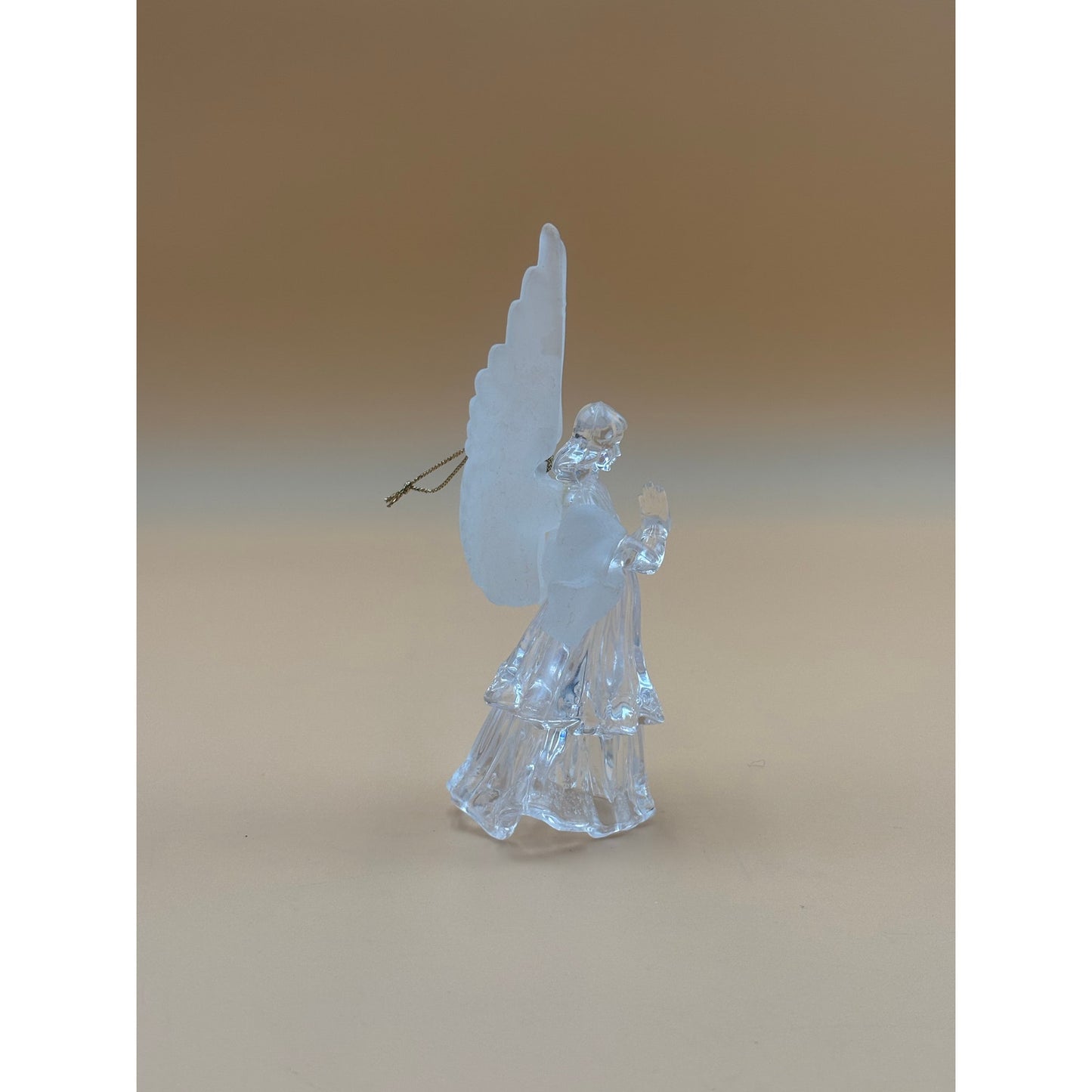Clear Acrylic Angel Ornament with Frosted Wings 5.25 in.