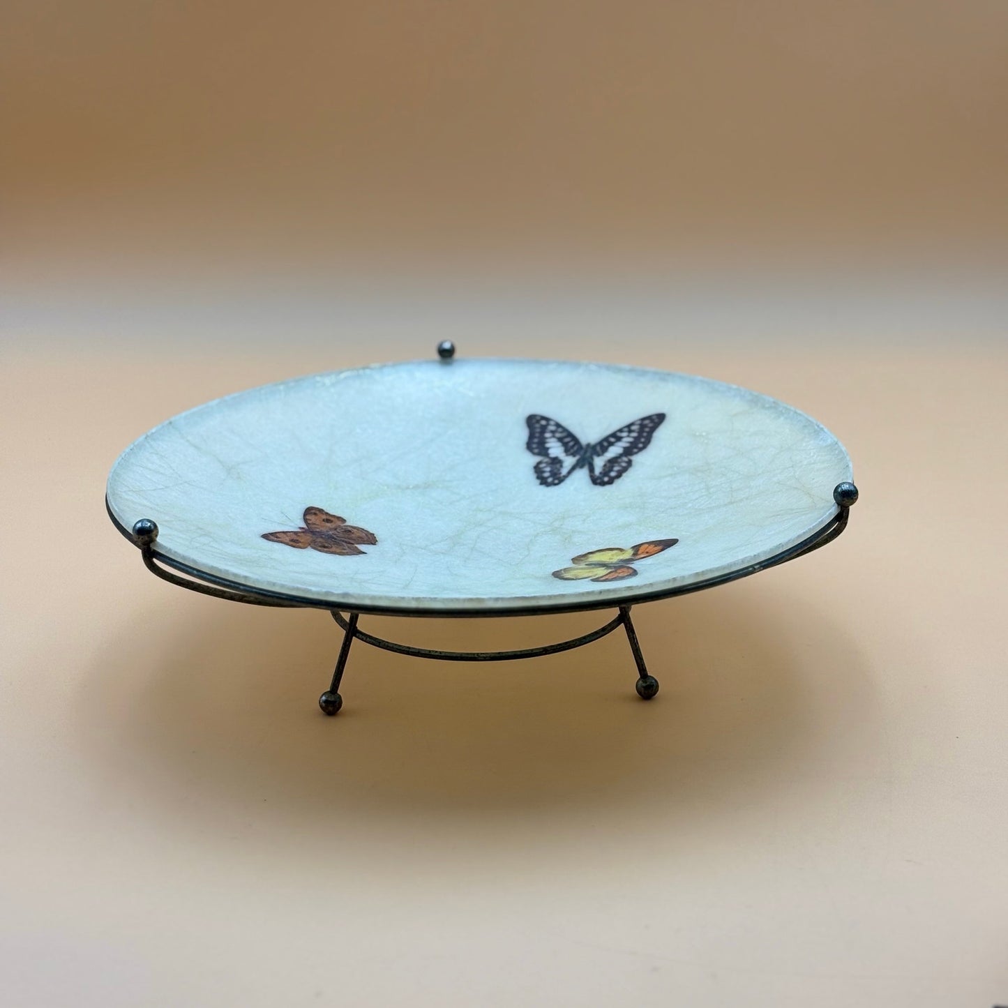 Vintage Fiberglass Butterfly Tray & Bowl Set