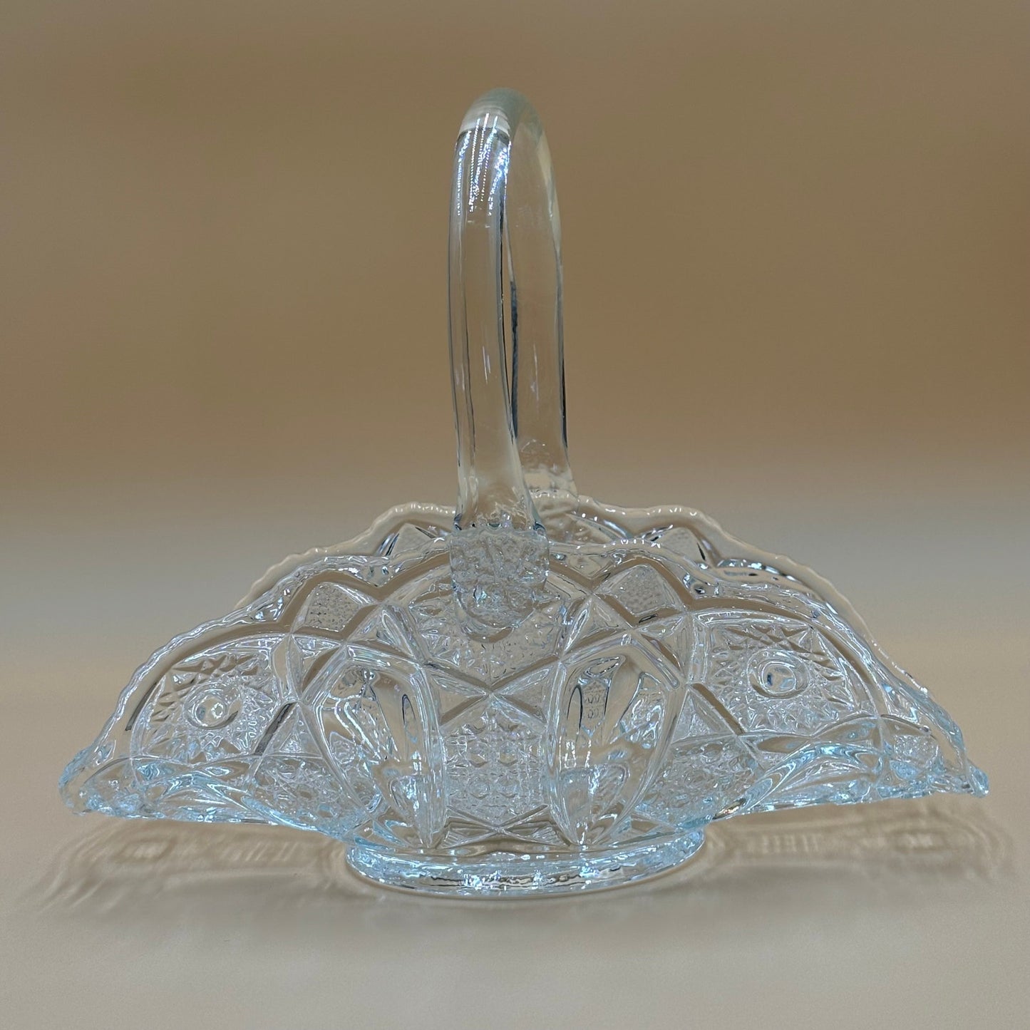 Vintage LE Smith Clear Bridal Basket Hobstar & Cane Pattern