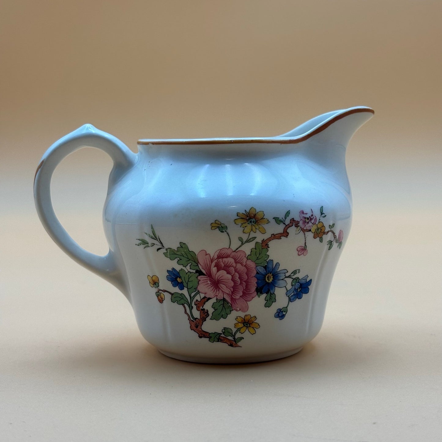 Vintage Ivory China Floral Creamer with Gold Trim K.T.&K.