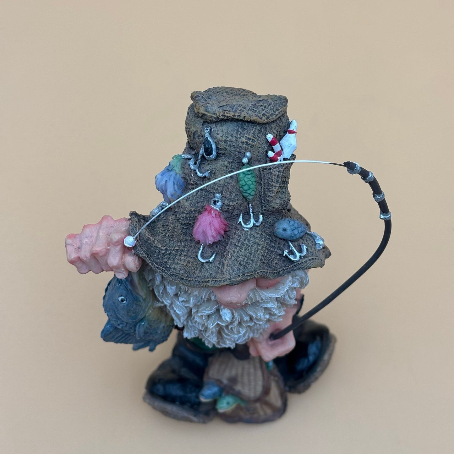 Funny Vintage Hillbilly Fisherman Figurine with Fish Catch