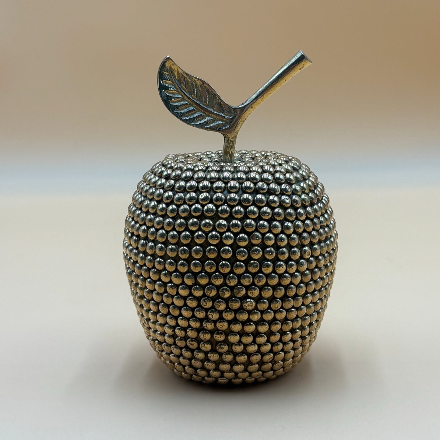 Vintage Brass Studded Apple Sculpture